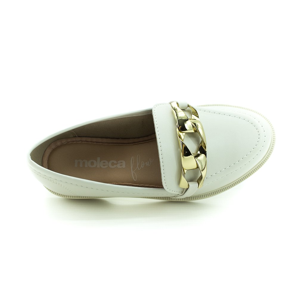 Mocassim Feminino Moleca 5666.110 - Branco Branco 5