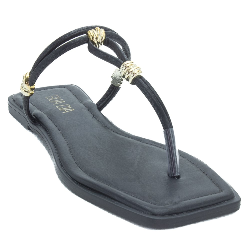 Rasteira Feminina Sua Cia 8408.16230 - Preto Preto 2