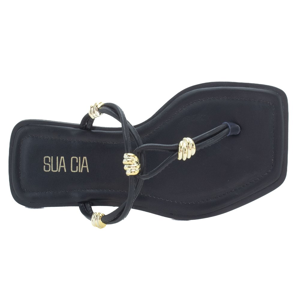 Rasteira Feminina Sua Cia 8408.16230 - Preto Preto 5