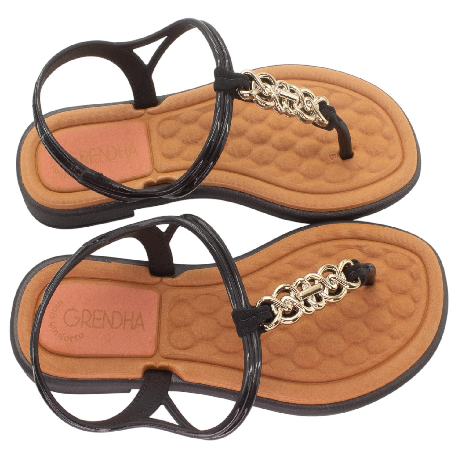 Sandália Feminina Grendha Mais Conforto Encanto - Preto Preto 2