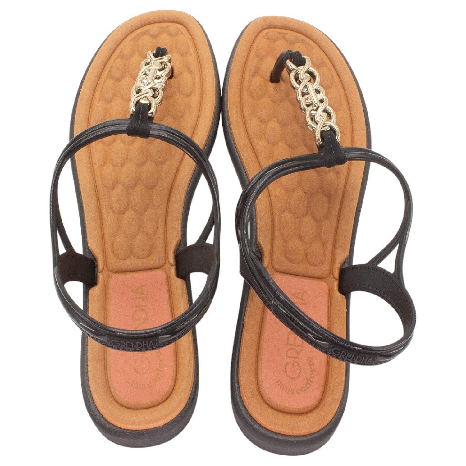 Sandália Feminina Grendha Mais Conforto Encanto - Preto Preto 3