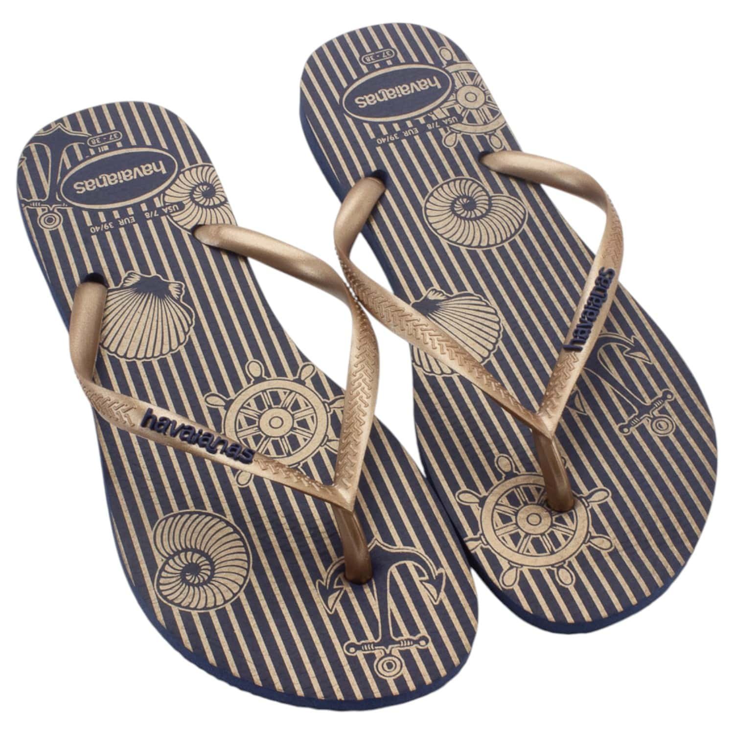 Chinelo Feminino Havaianas Slim Nautical - Azul