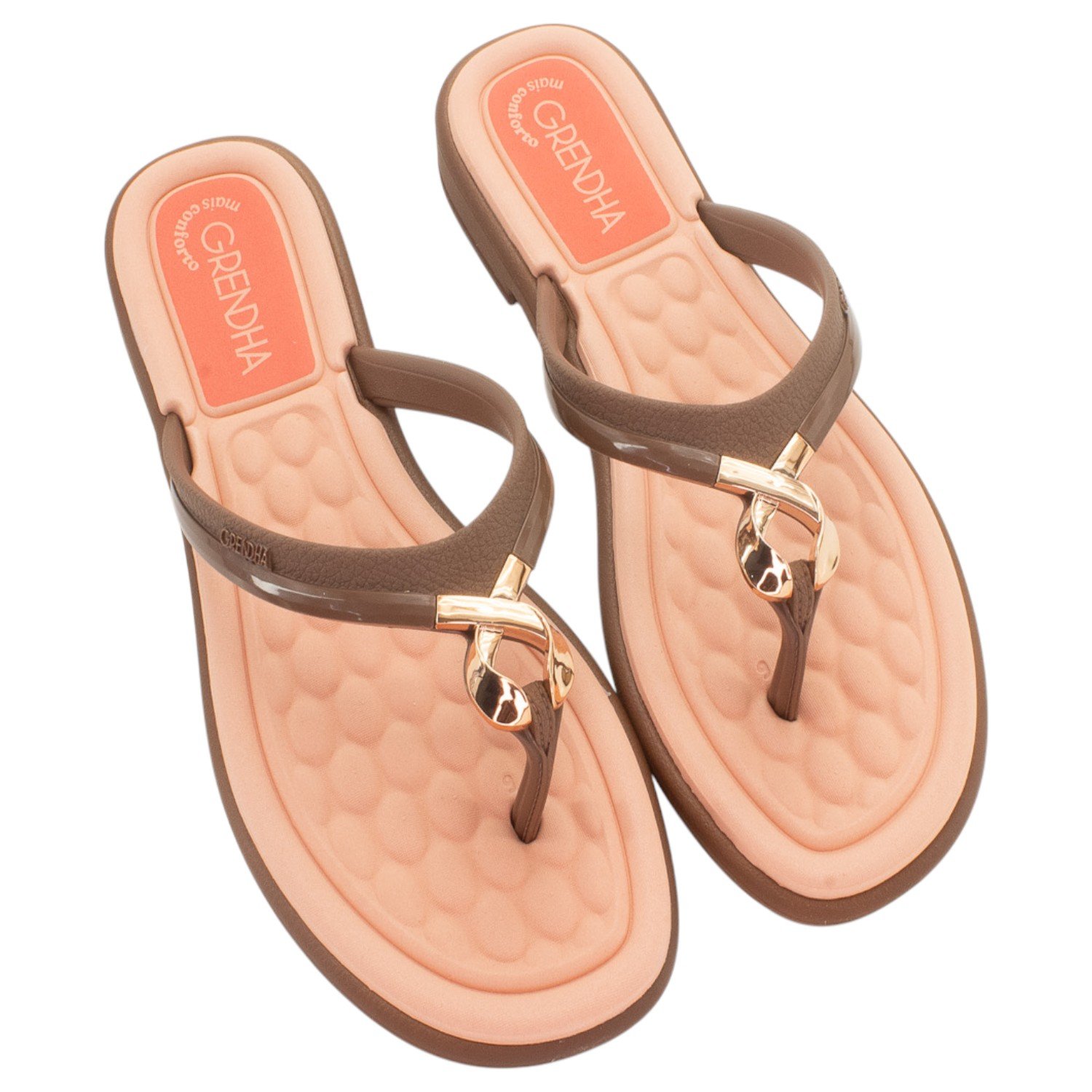 Rasteira Feminina Grendha Mais Conforto Enlaços - Marrom