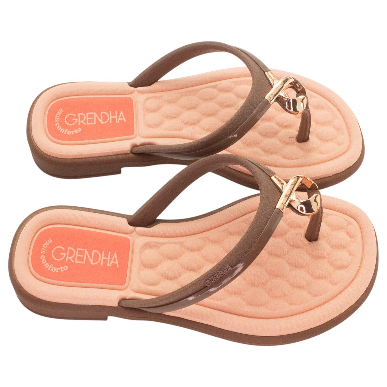 Rasteira Feminina Grendha Mais Conforto Enlaços - Marrom Marrom 2