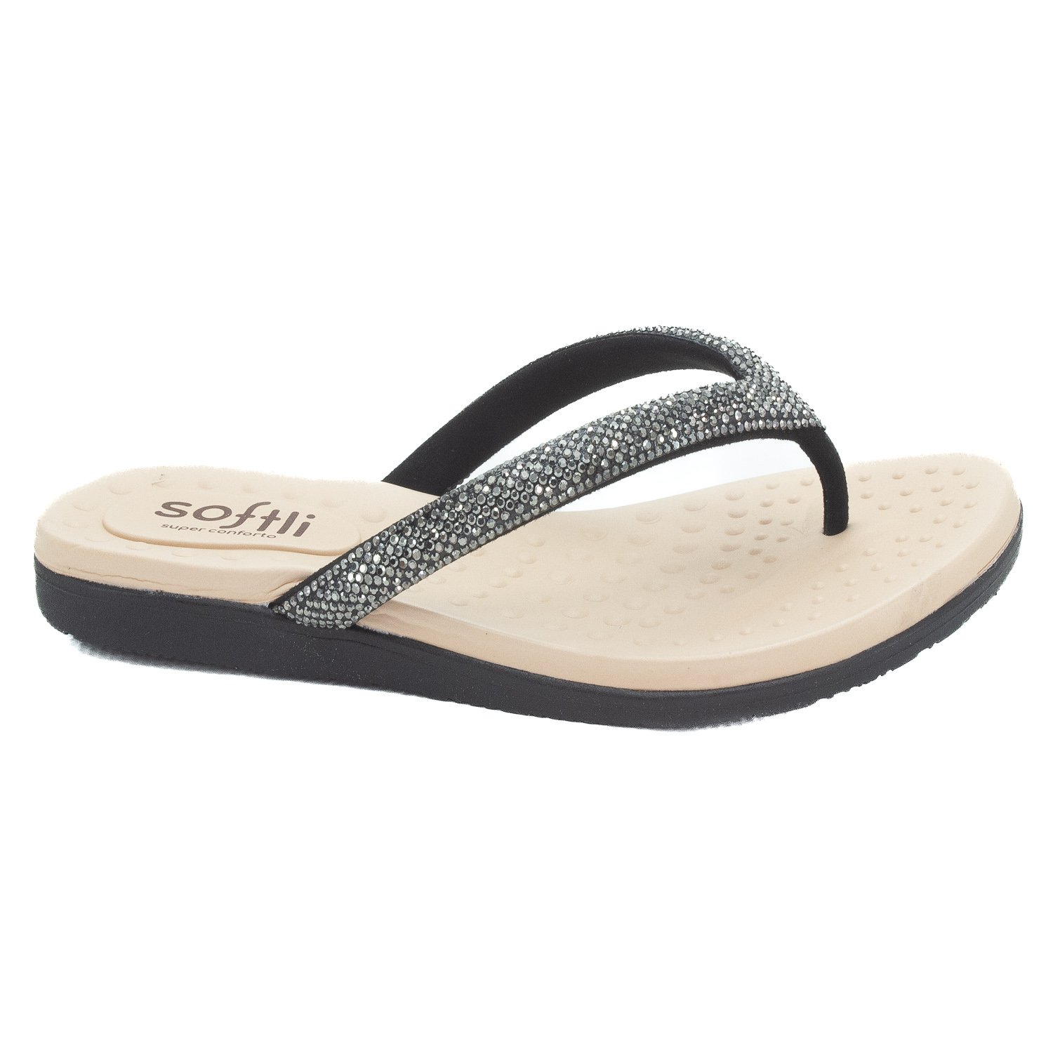Chinelo Feminino Softli 10015.10064 - Preto