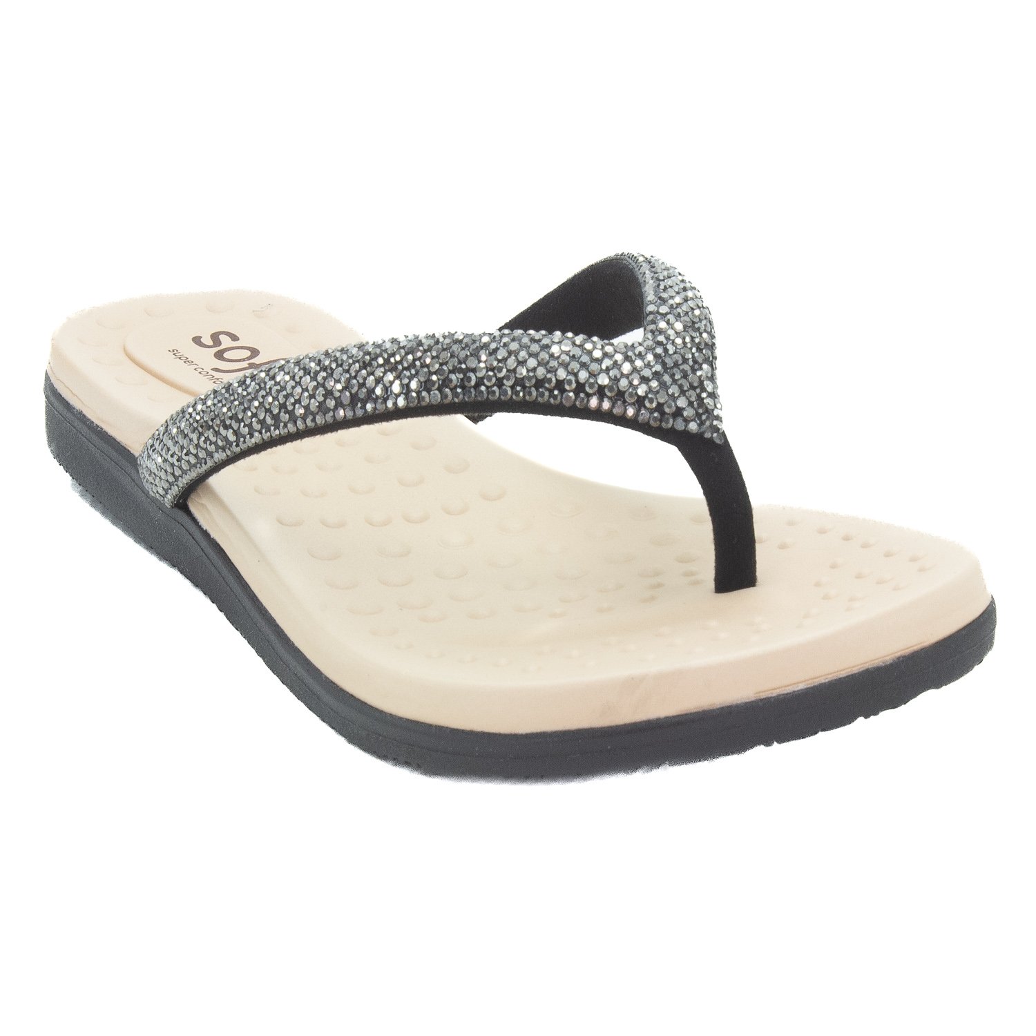 Chinelo Feminino Softli 10015.10064 - Preto Preto 2