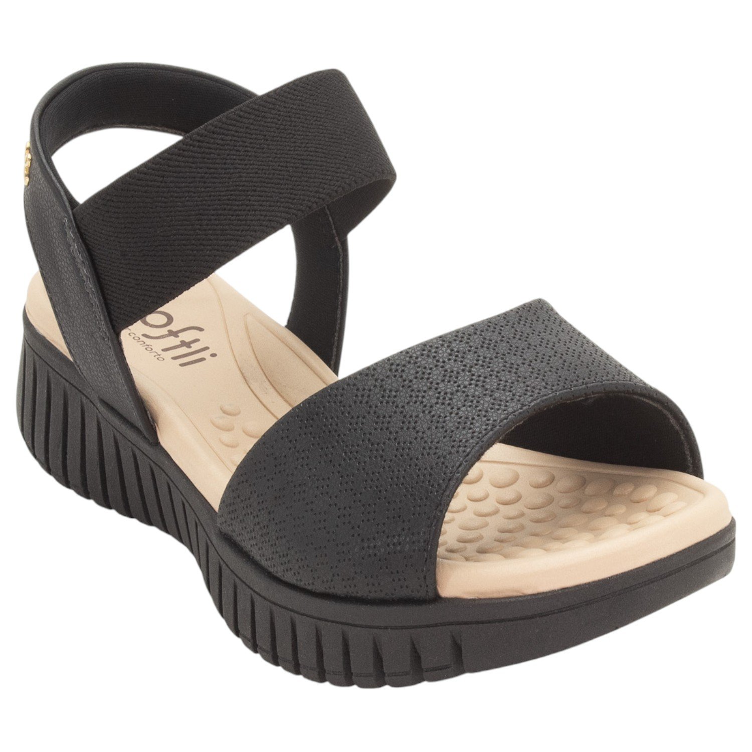Sandália Feminina Softli 10027.10140 - Preto Preto 2