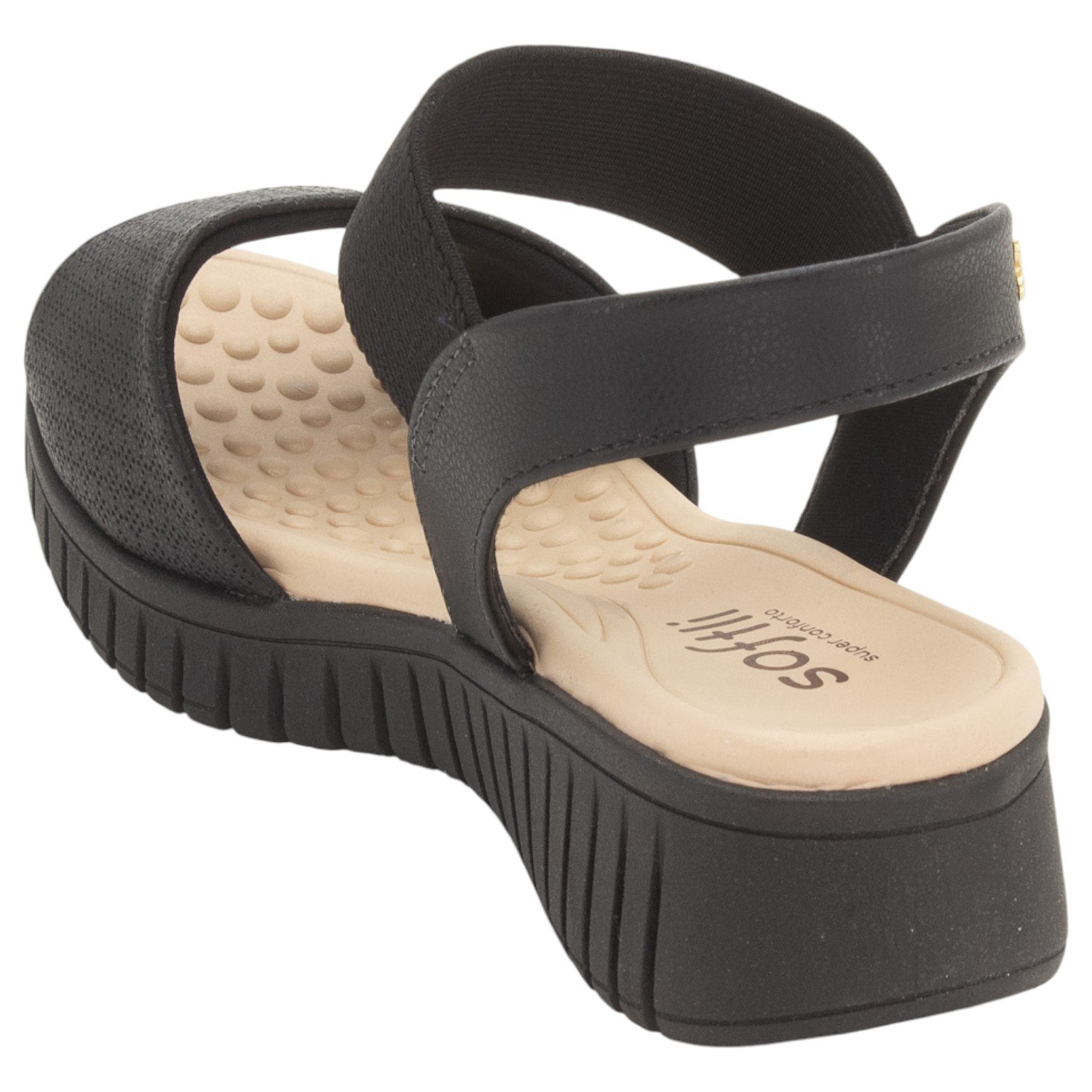Sandália Feminina Softli 10027.10140 - Preto Preto 3
