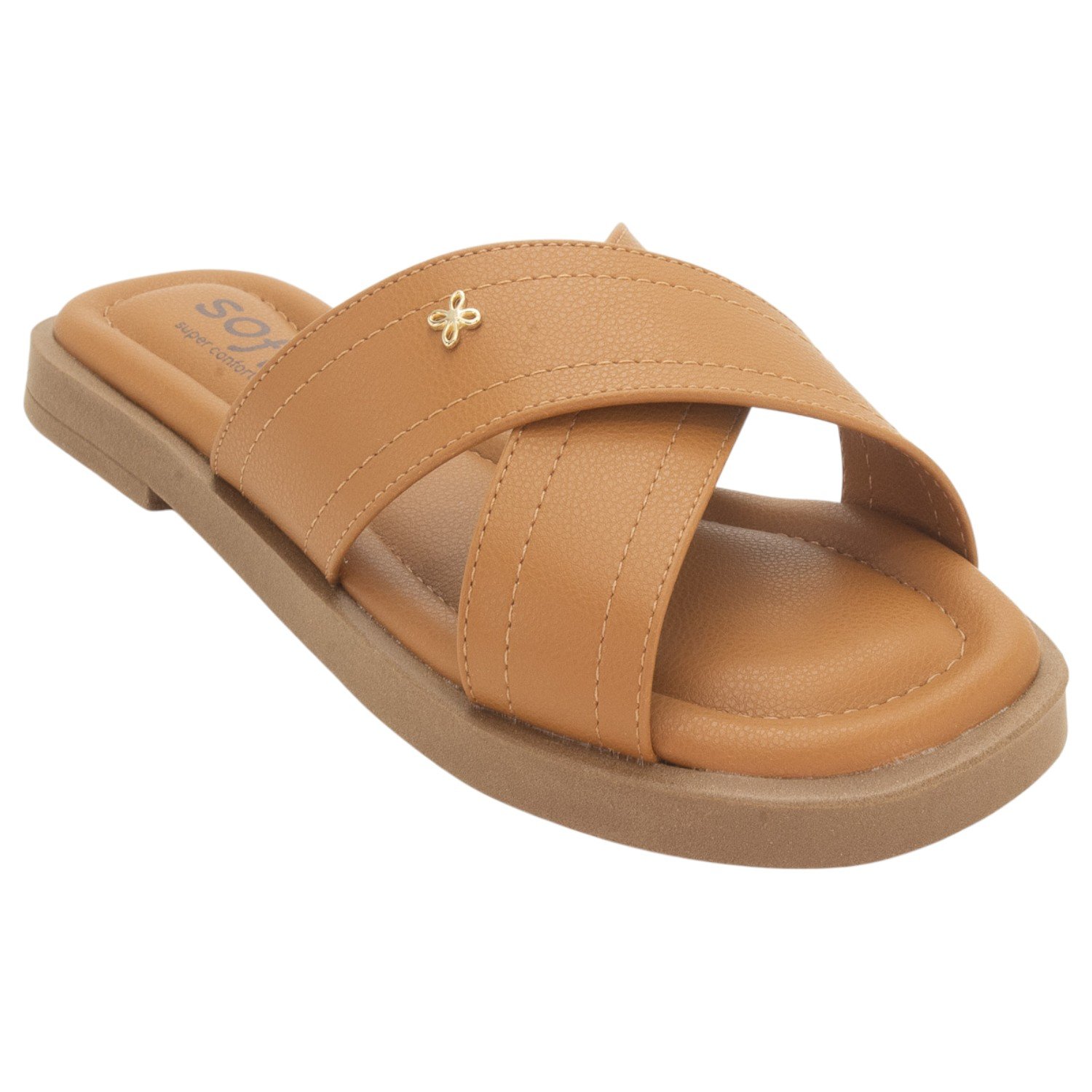 Rasteira Feminina Softli 10044.10247 - Marrom Marrom 2