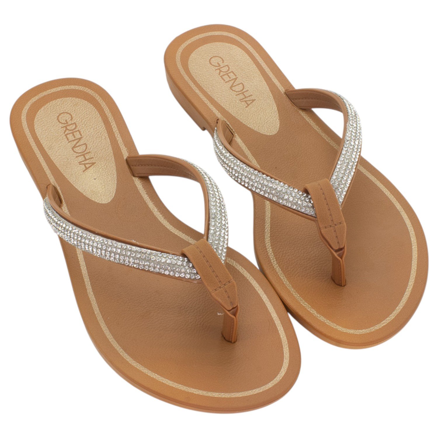 Rasteira Feminina Grendha Brilho - Bege