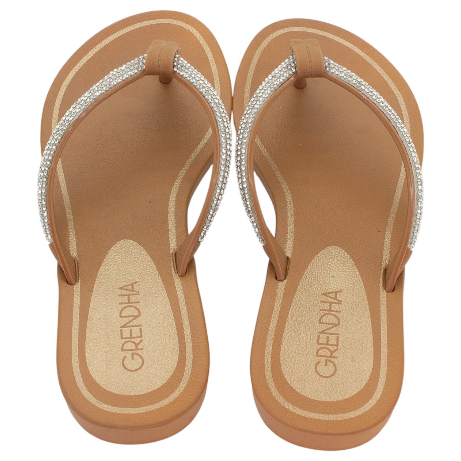 Rasteira Feminina Grendha Brilho - Bege Marrom 3