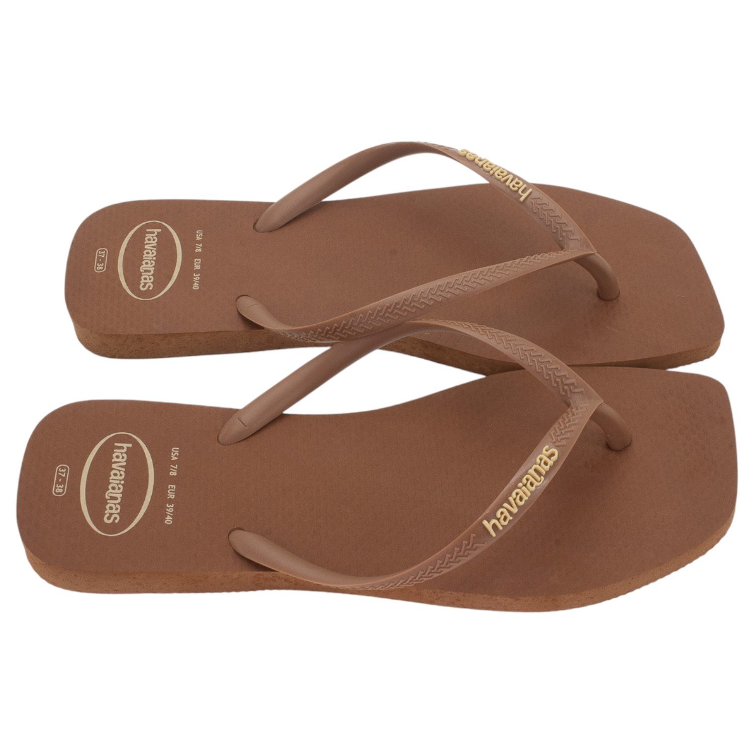 Chinelo Feminino Havaianas Slim Square Logo Pop Up - Marrom Marrom 2