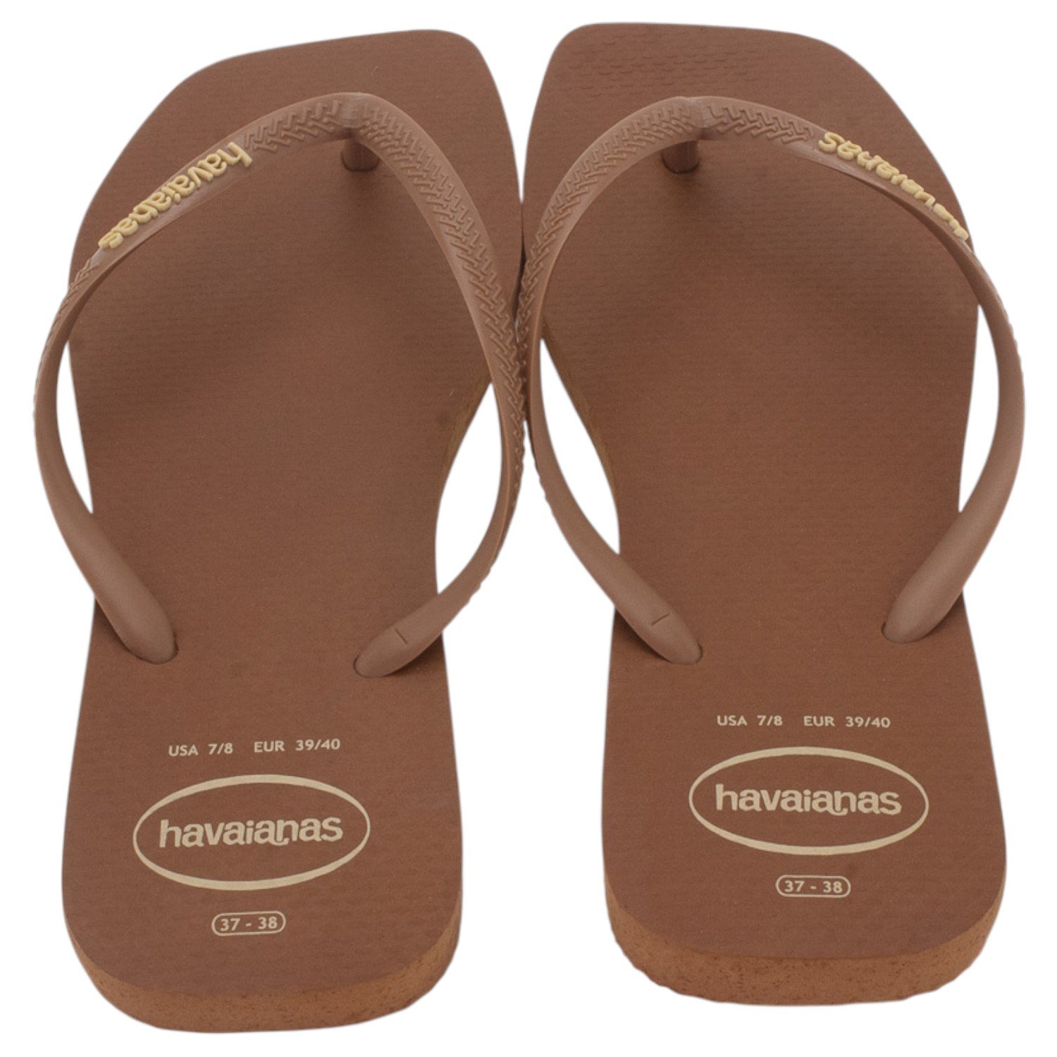 Chinelo Feminino Havaianas Slim Square Logo Pop Up - Marrom Marrom 3