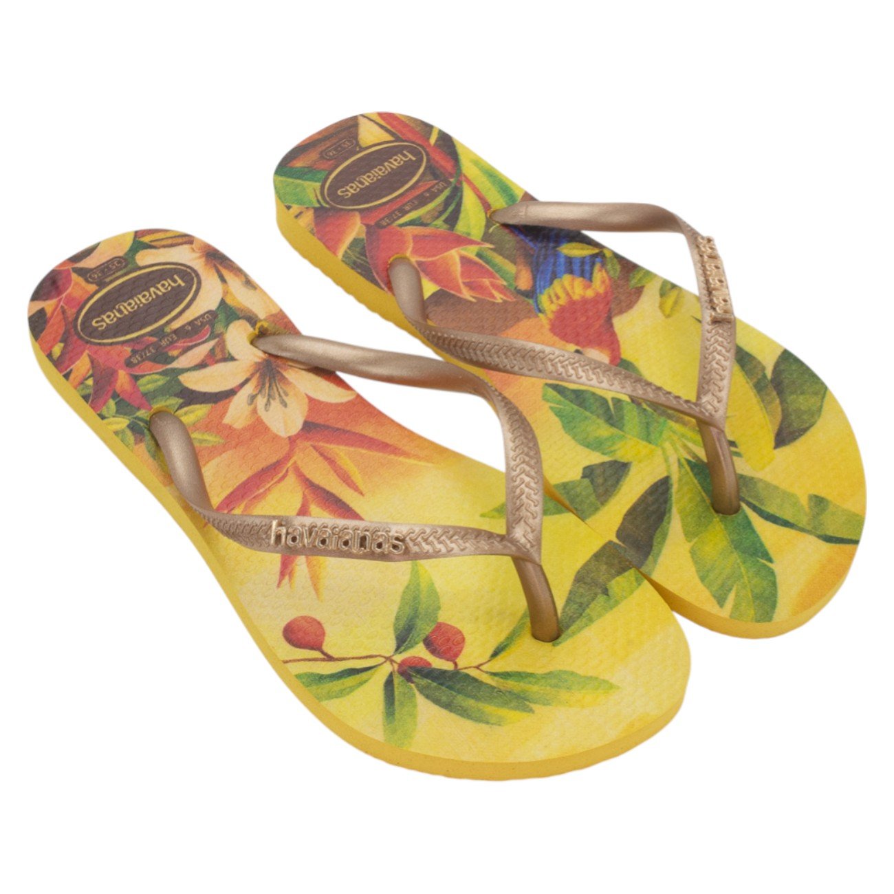 Chinelo Feminino Havaianas Slim Tropical - Amarelo