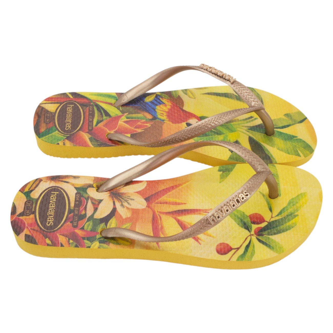 Chinelo Feminino Havaianas Slim Tropical - Amarelo Amarelo 2