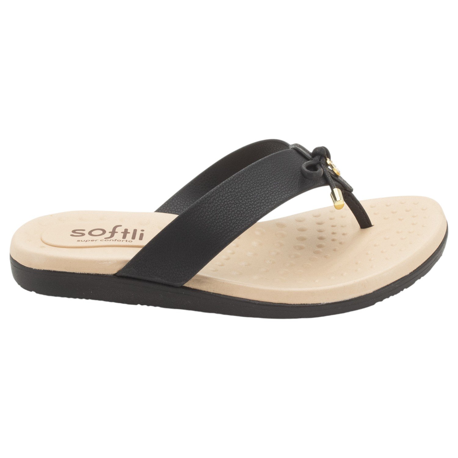 Chinelo Feminino Softli 10015.10062 - Preto