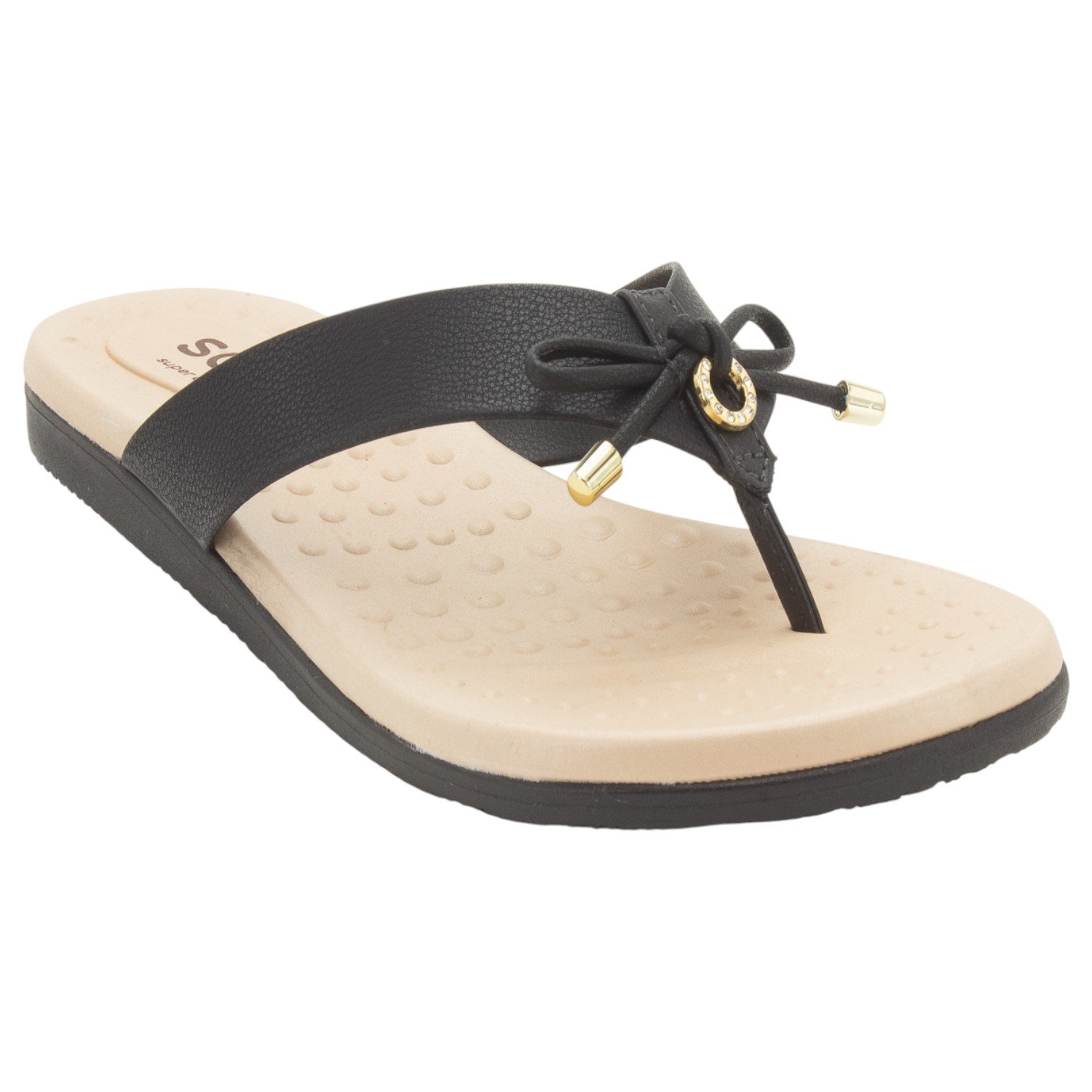 Chinelo Feminino Softli 10015.10062 - Preto Preto 2