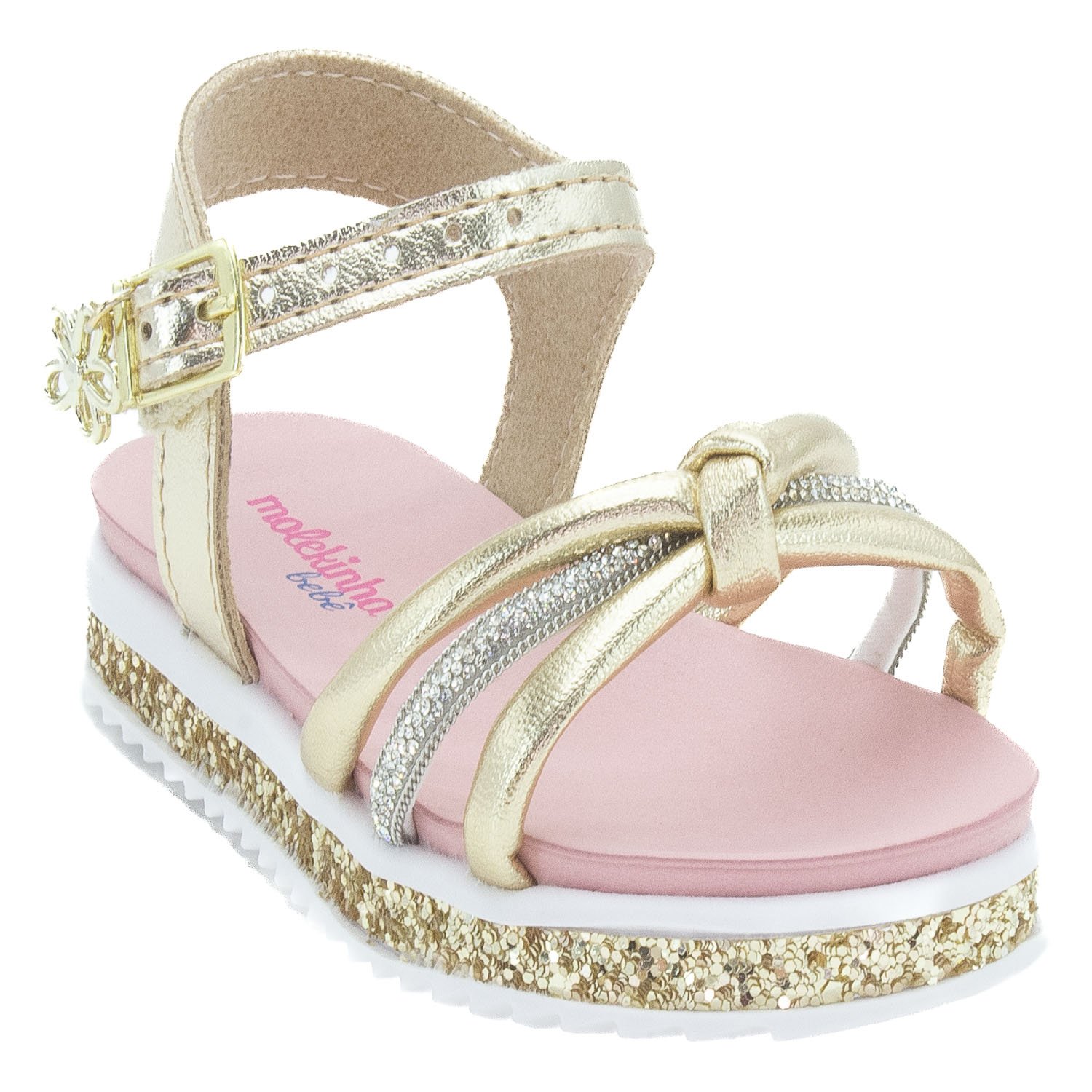 Sandália Infantil Menina Molekinha 2724.121 - Dourado Dourado 2