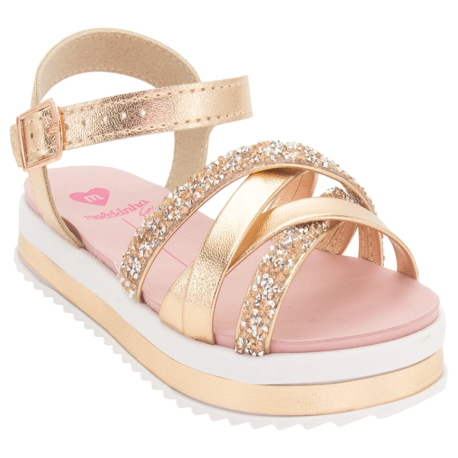Sandália Infantil Menina Molekinha 2305.1569 - Ouro Rosado Dourado 2