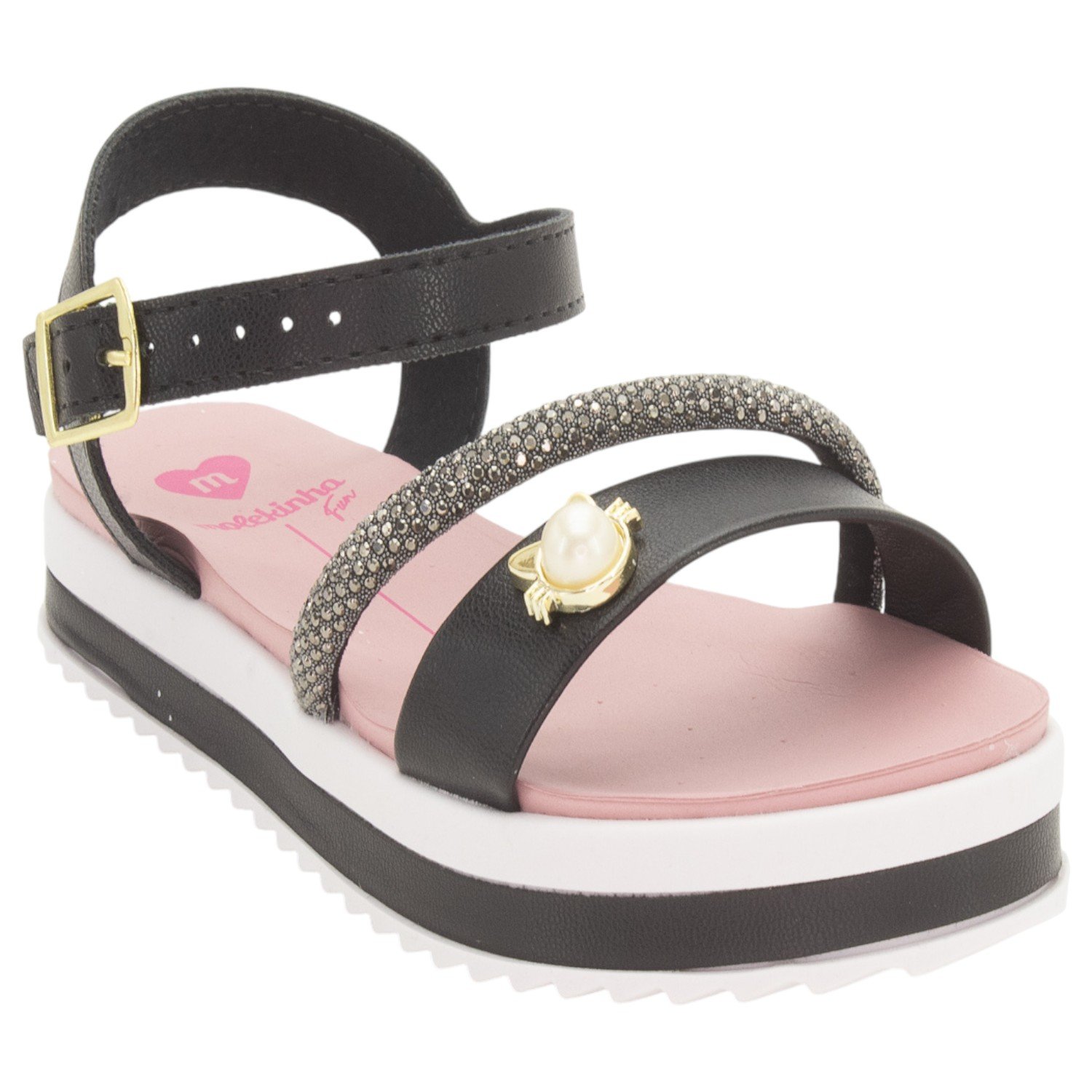 Sandália Infantil Menina Molekinha 2305.1570 - Preto Preto 2