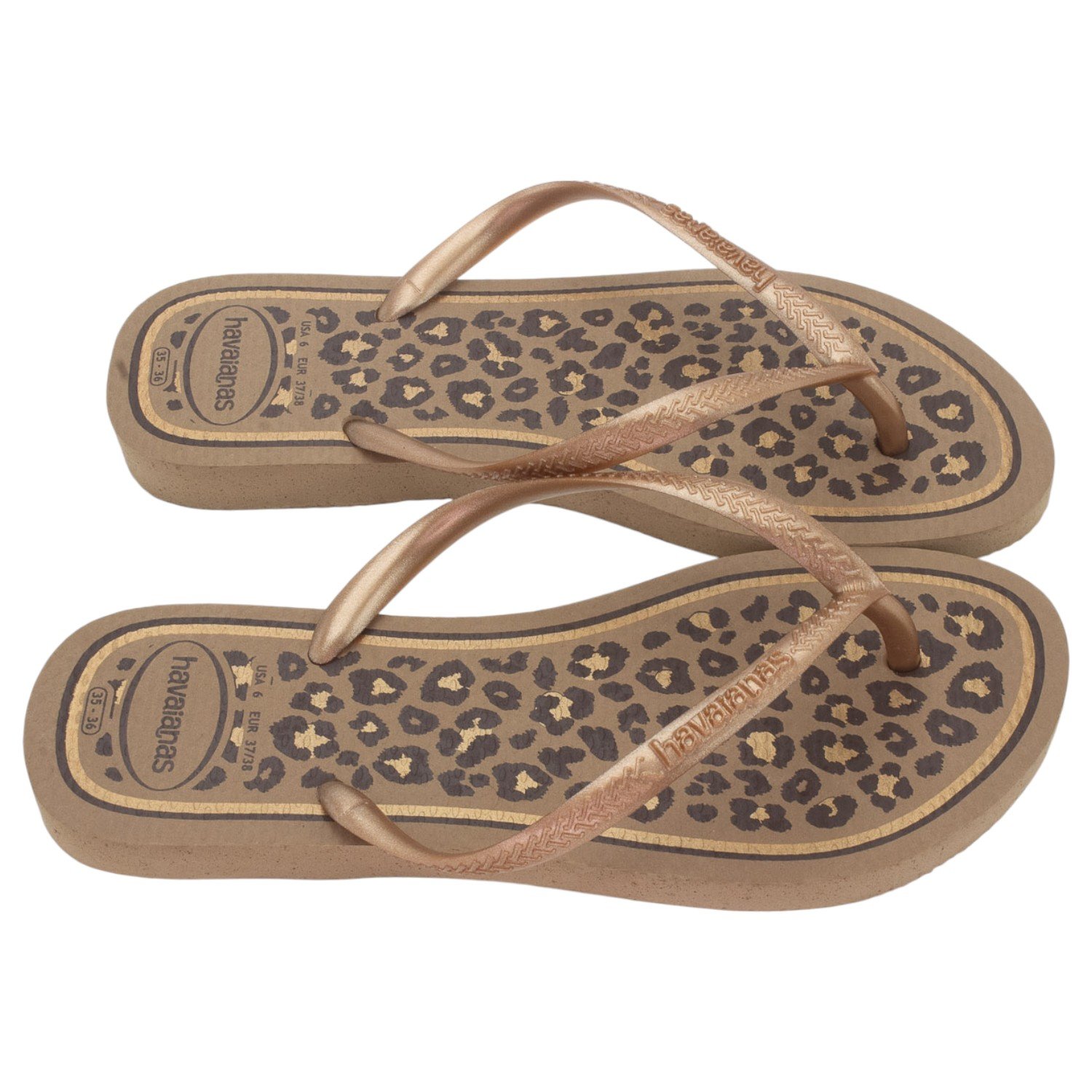 Chinelo Feminino Havaianas Slim Animals - Marrom Animal Print 2