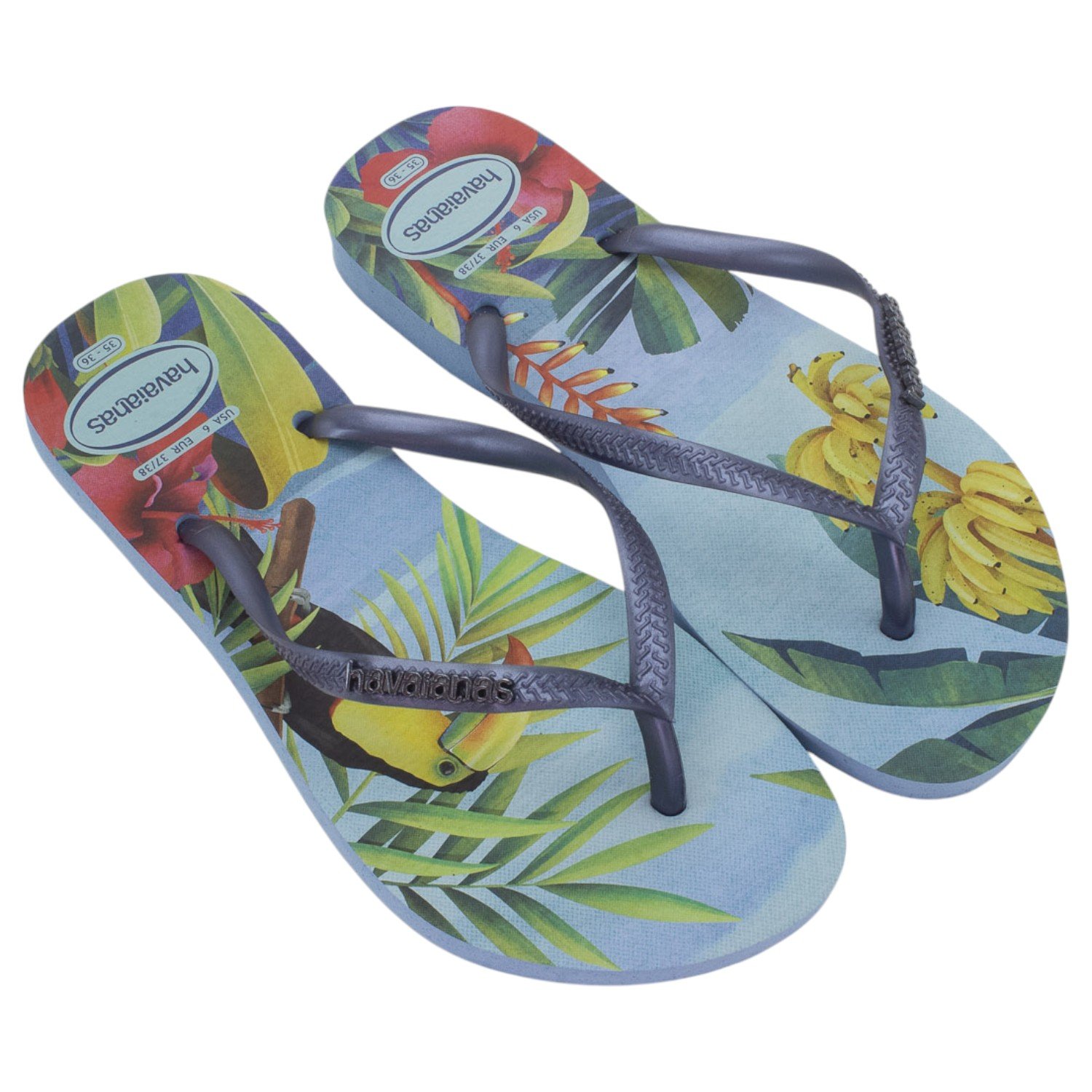 Chinelo Feminino Havaianas Slim Tropical - Azul