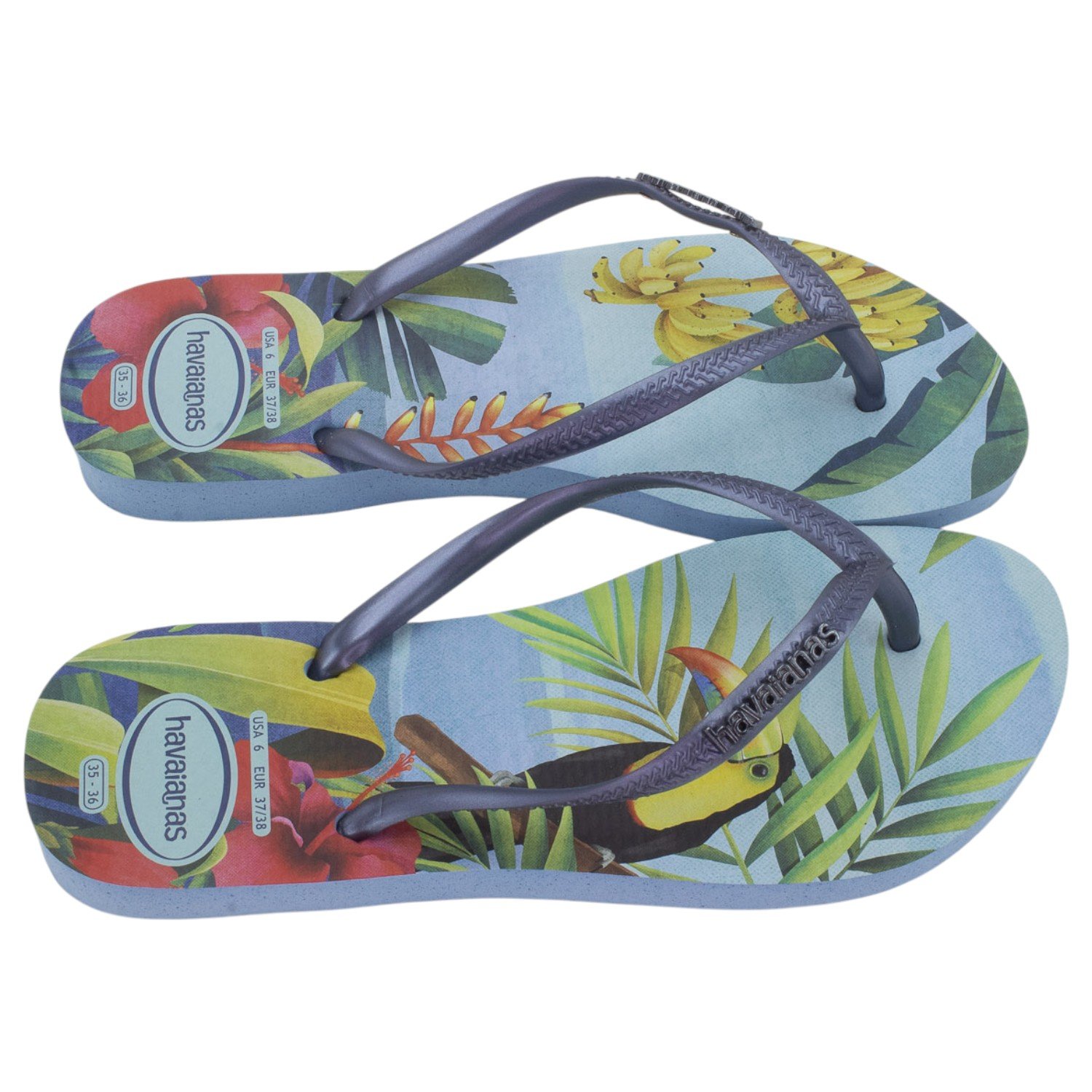 Chinelo Feminino Havaianas Slim Tropical - Azul Azul 2