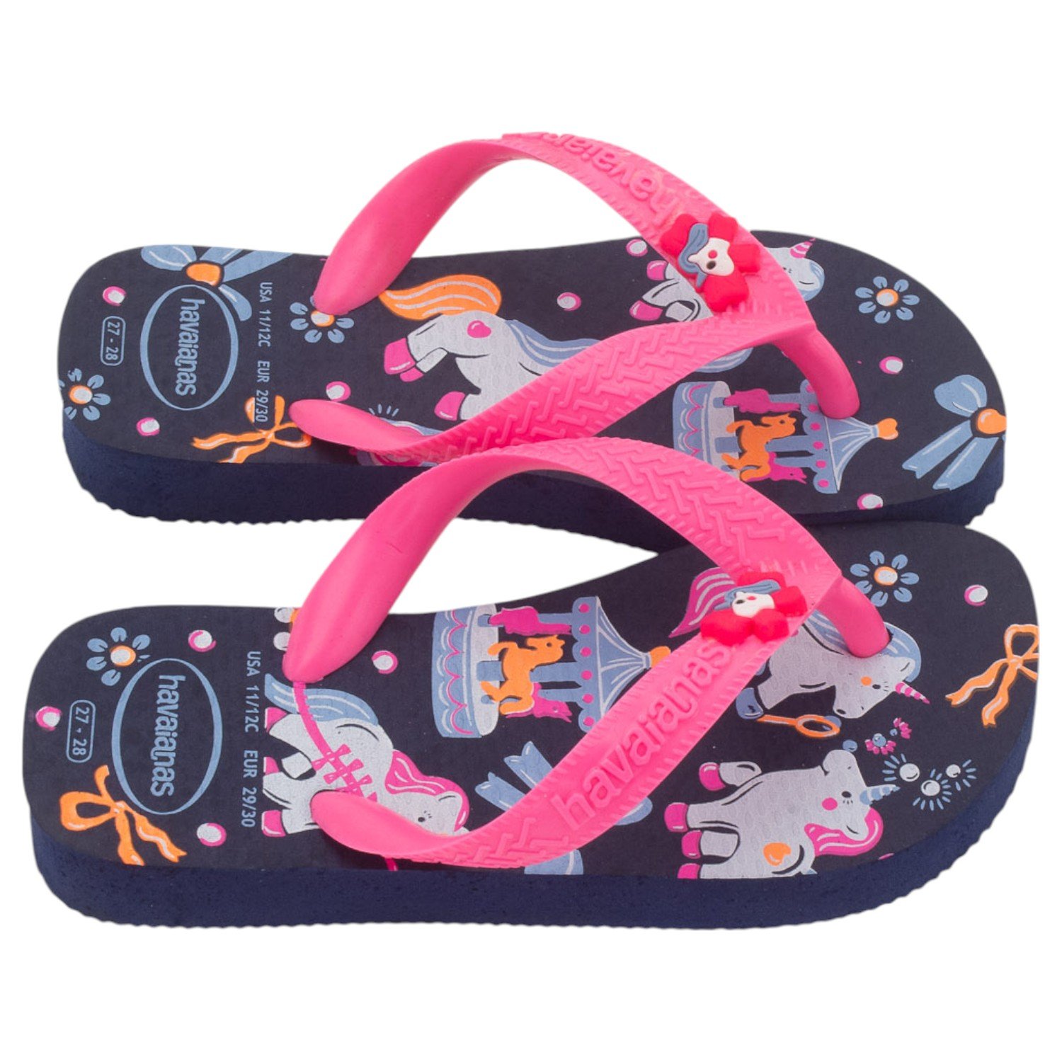 Chinelo Infantil Meninas Havaianas Fantasy - Marinho Rosa 2