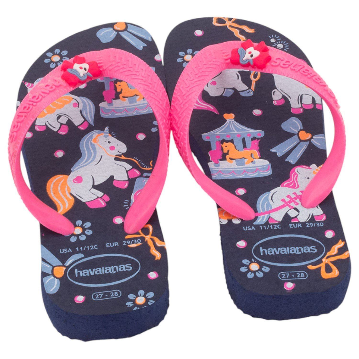 Chinelo Infantil Meninas Havaianas Fantasy - Marinho Rosa 3