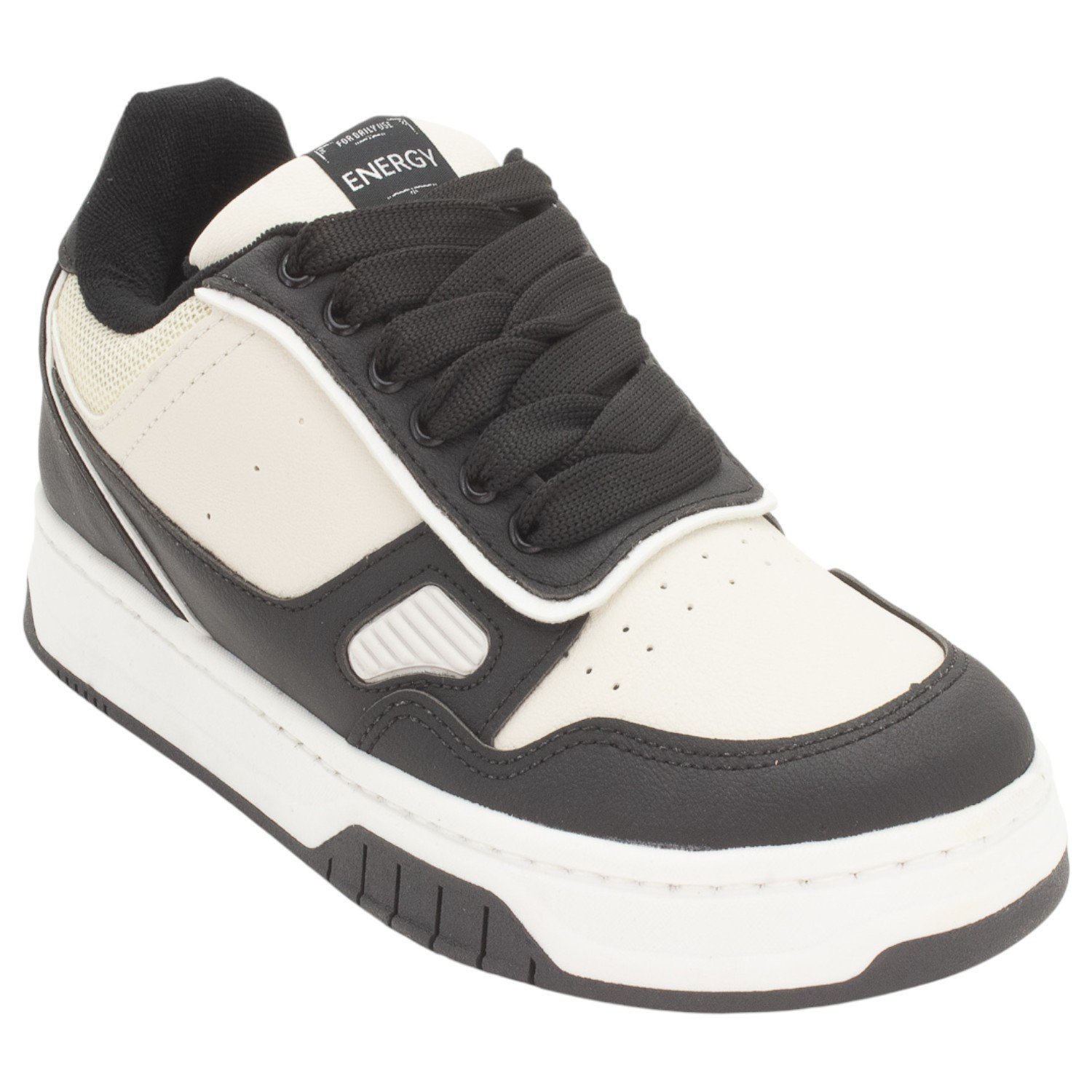 Tênis Masculino Energy 1901A - Preto Preto/Off White 2