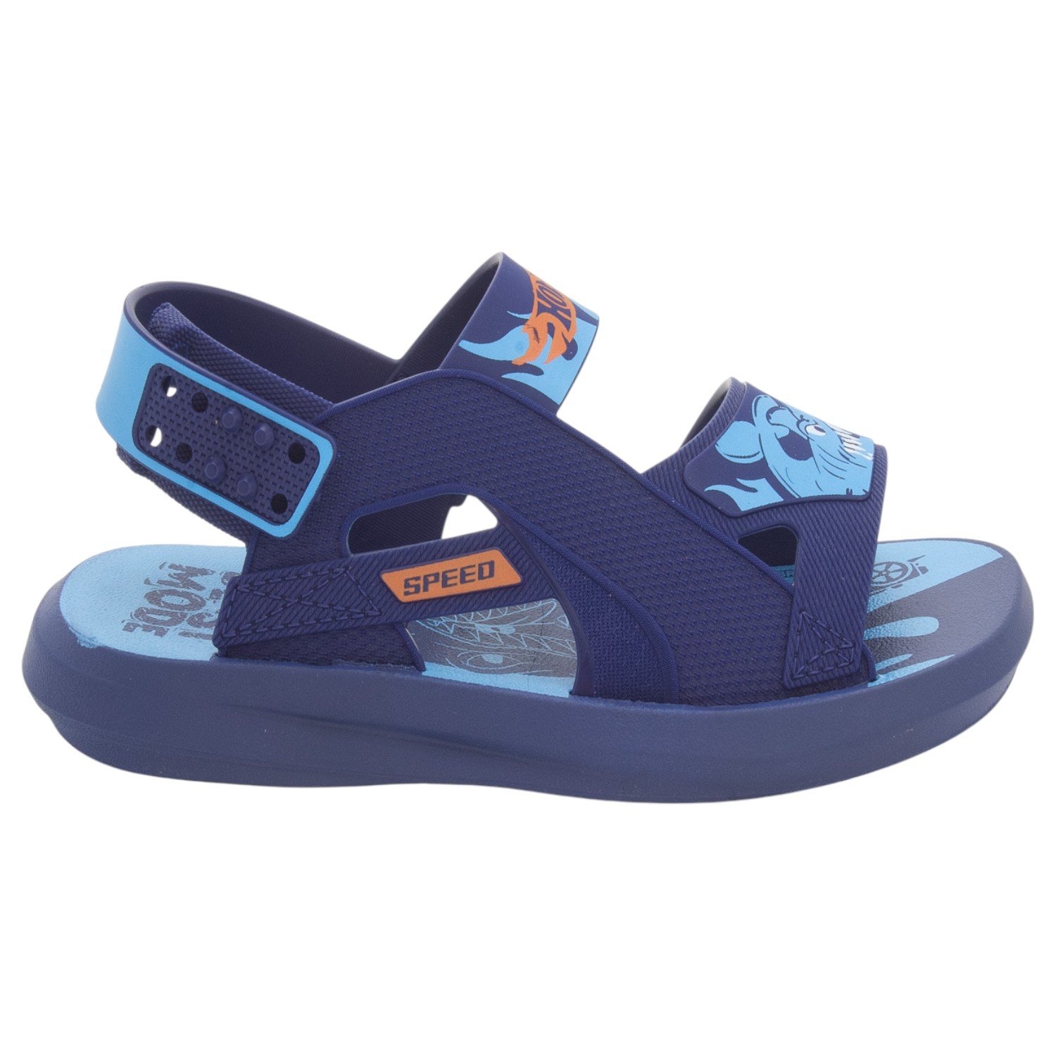 Sandália Infantil Menino Grendene Hot Wheels Shark Action - Azul Azul 2