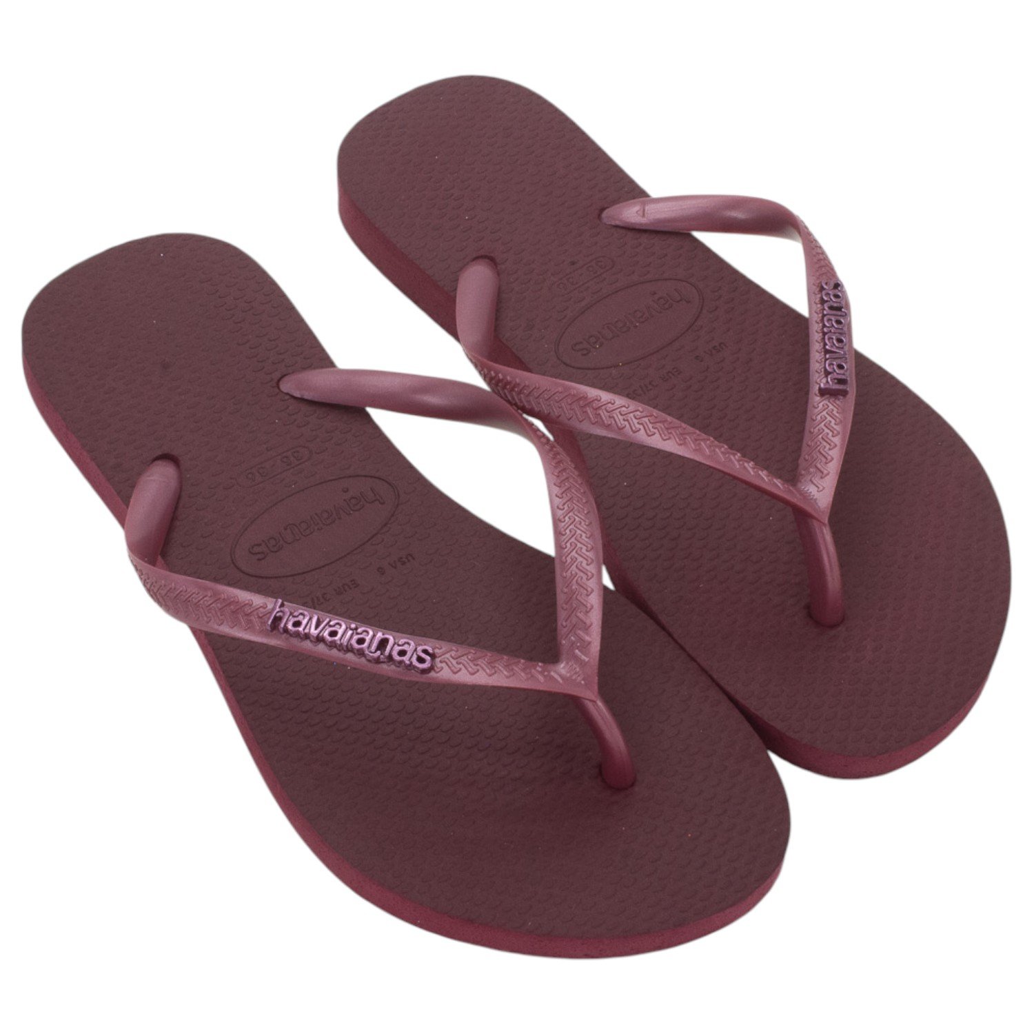 Chinelo Feminino Havaianas Slim Square Logo Metallic - Vermelho
