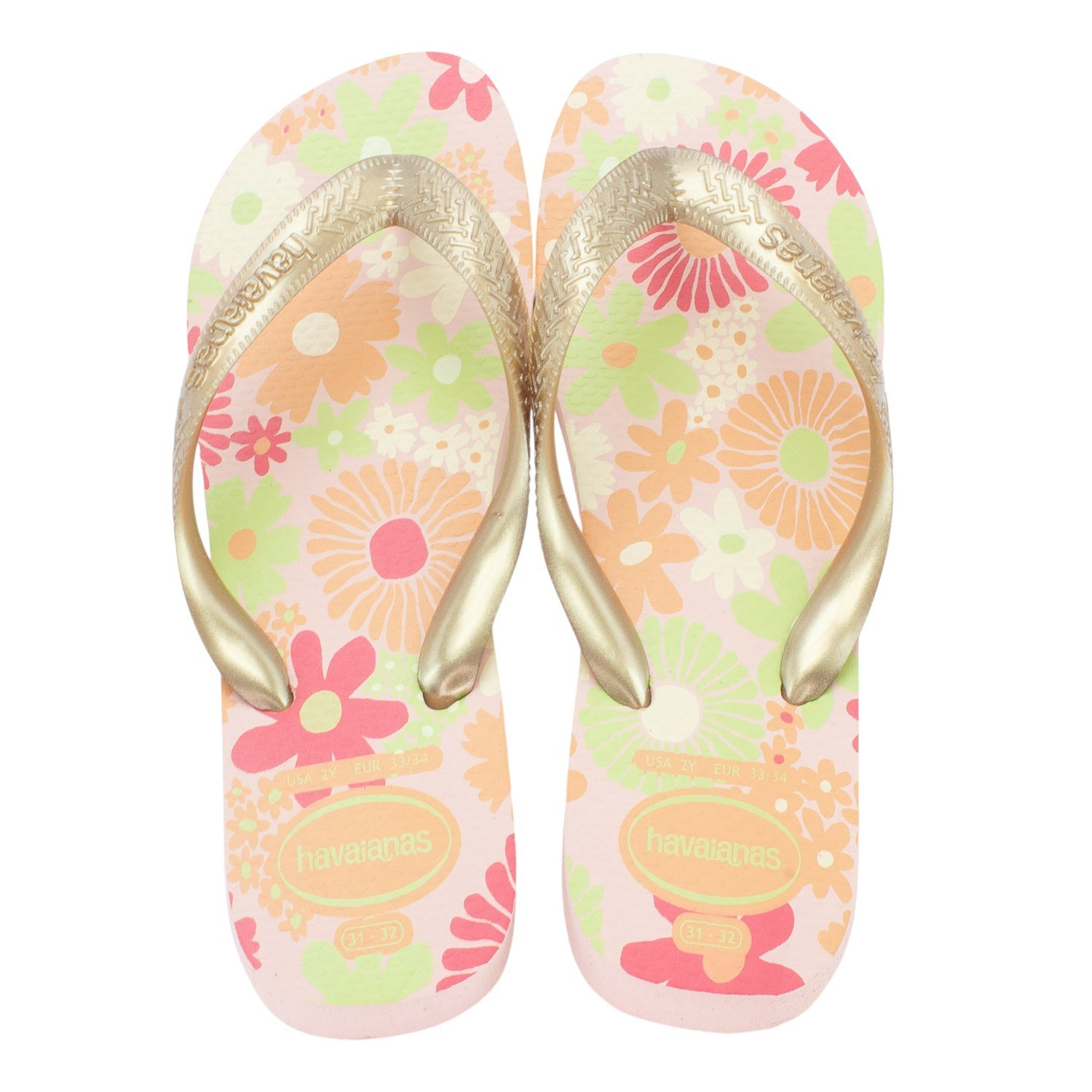 Chinelo Infantil Menina Havaianas Kids Flores - Rosa Dourado 3