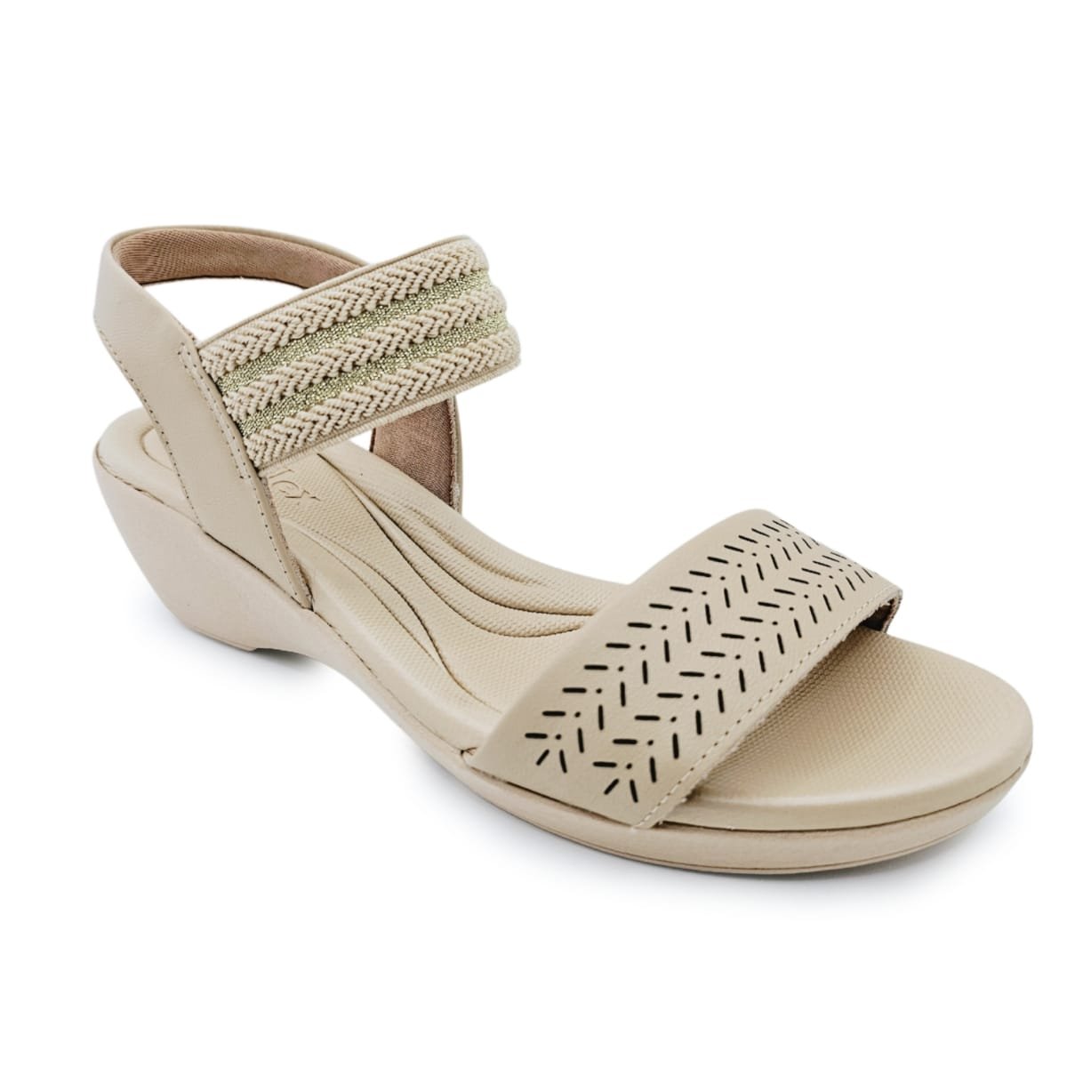 Sandália Usaflex Tira em Couro com Recorte Laser e Elástico