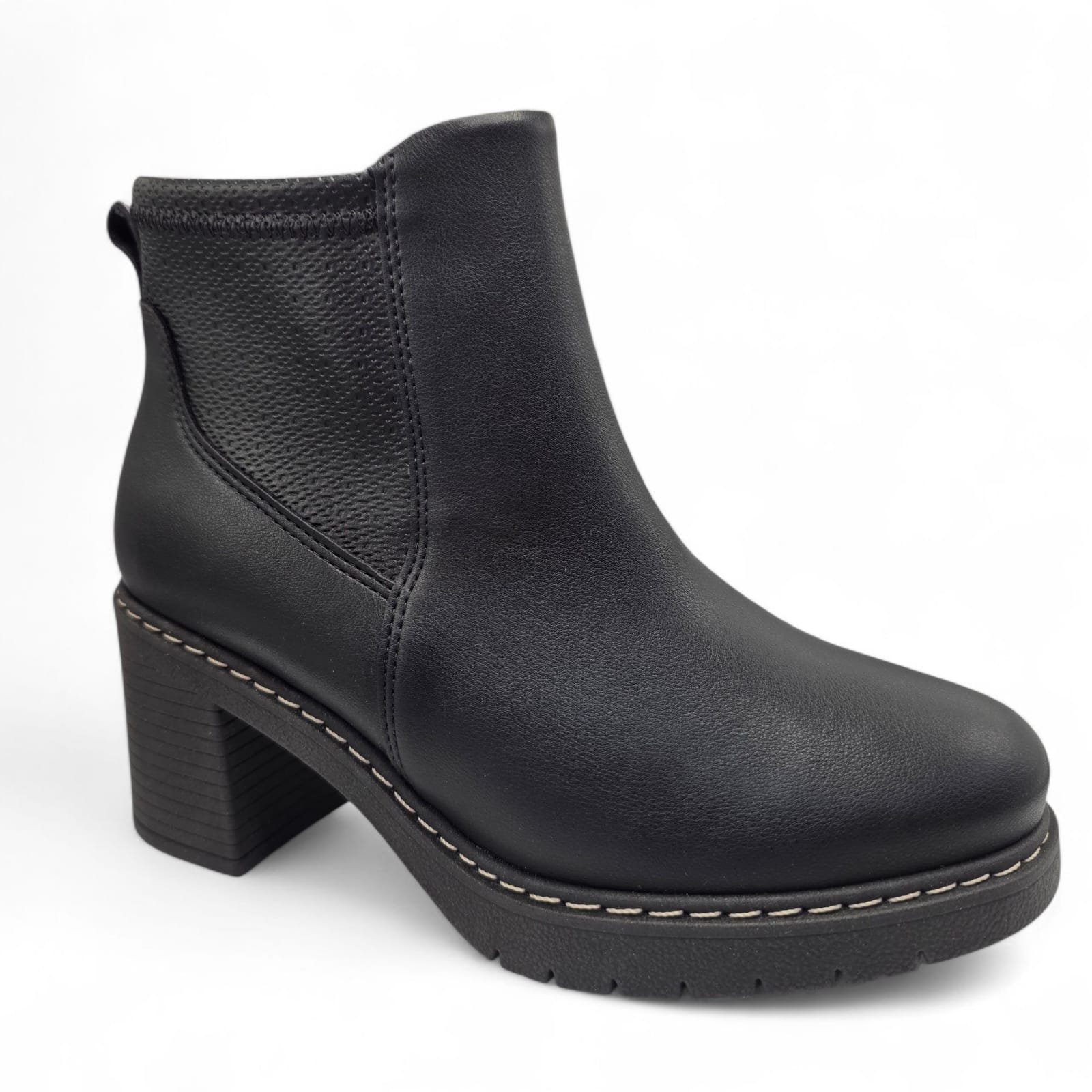 Bota Piccadilly Cano Cuto Salto Médio Preto 2