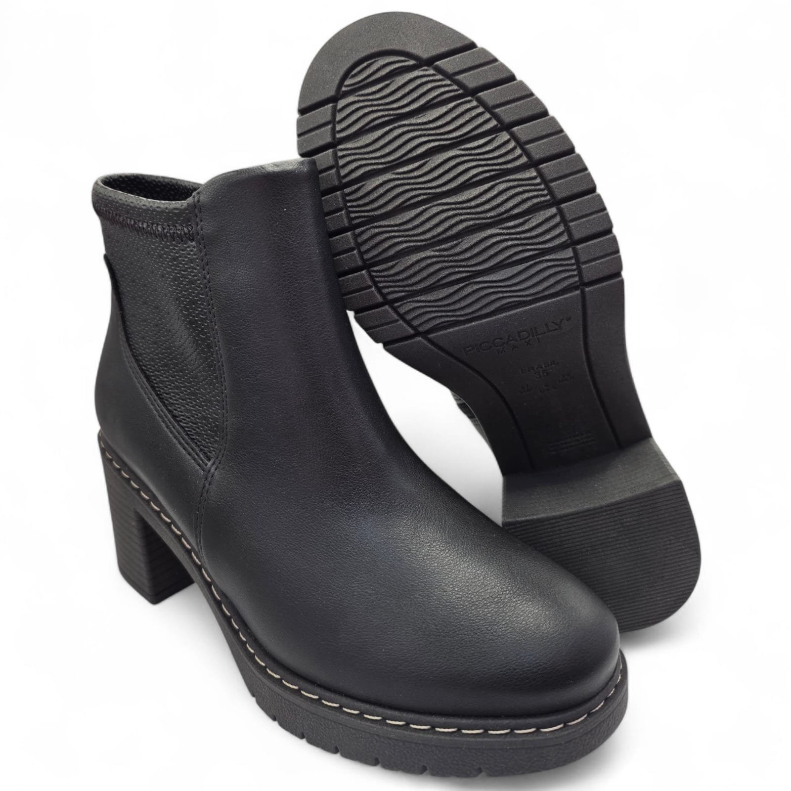 Bota Piccadilly Cano Cuto Salto Médio Preto 7