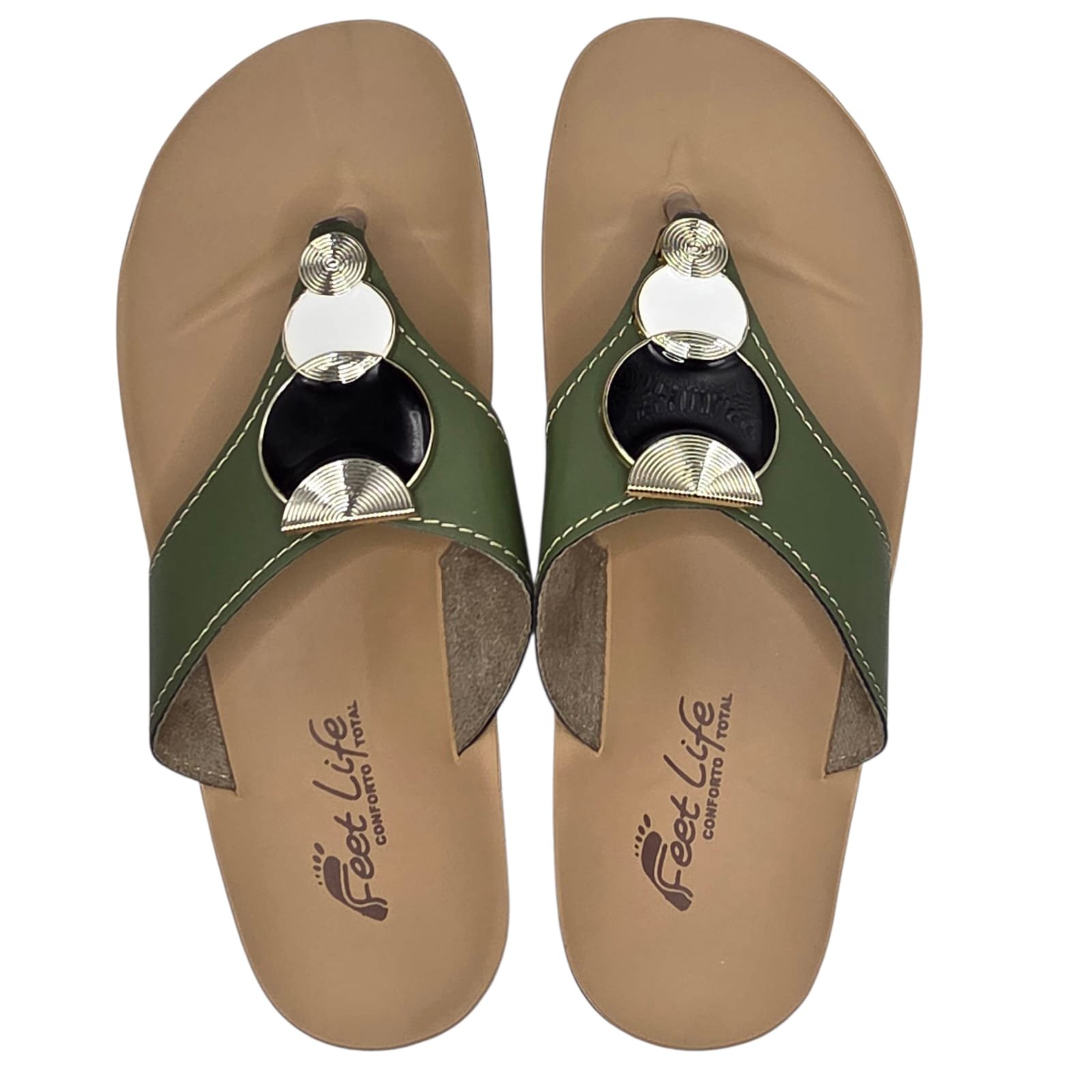 Chinelo de Dedo Ortopédico Feminino Ajustável e Confortável Verde 5