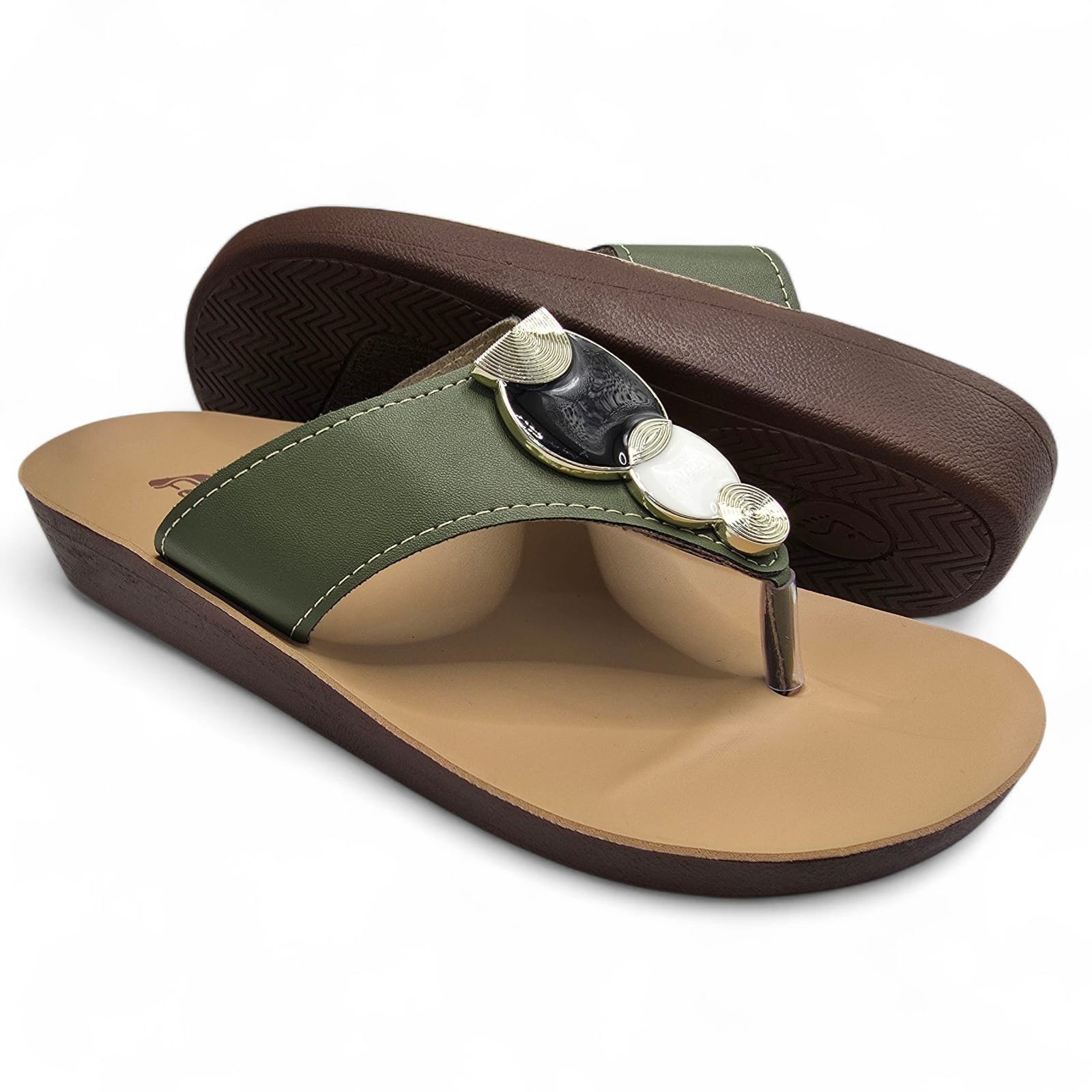 Chinelo de Dedo Ortopédico Feminino Ajustável e Confortável Verde 6