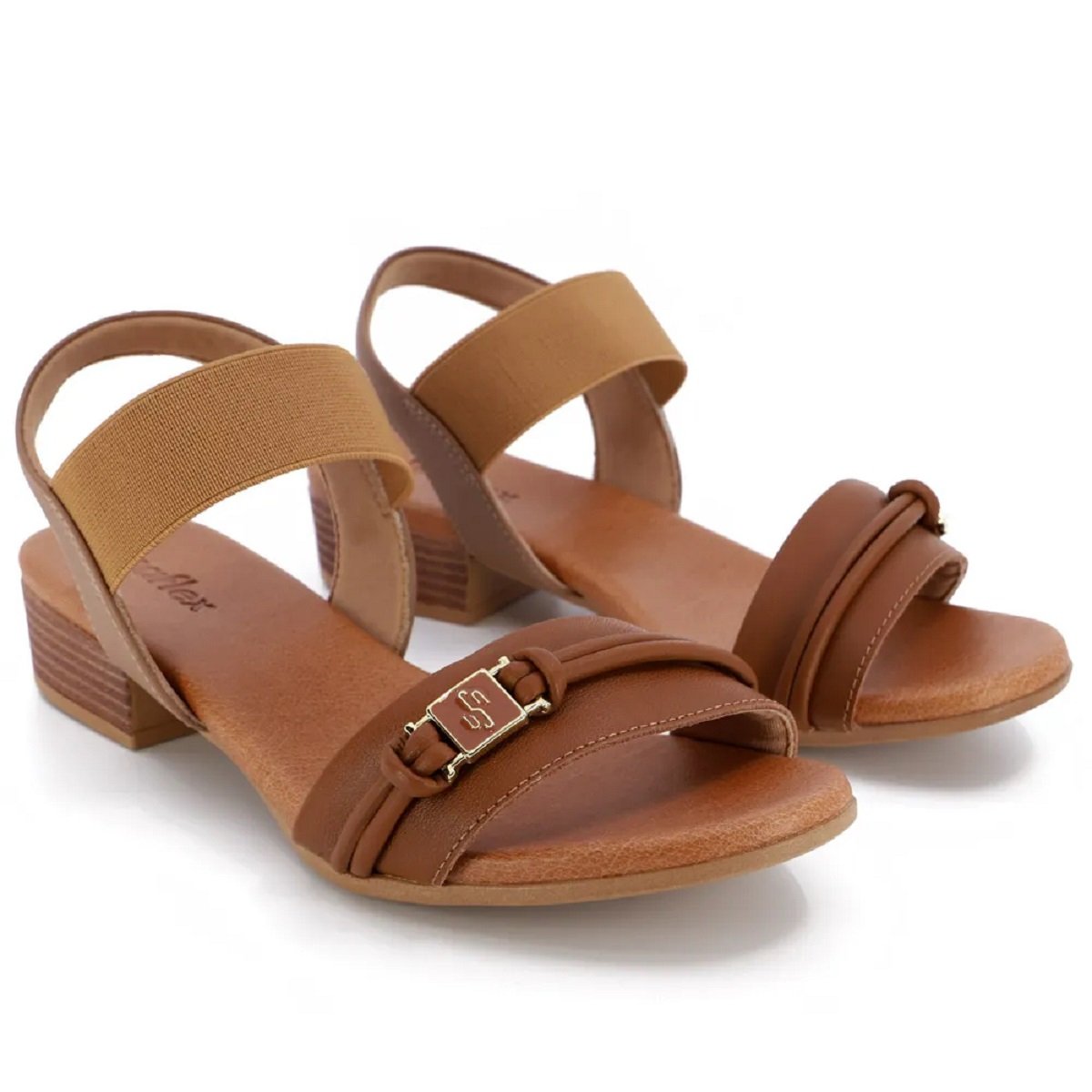 Sandália Usaflex Salto Baixo 3,5cm - Elegância e Conforto Marrom 2