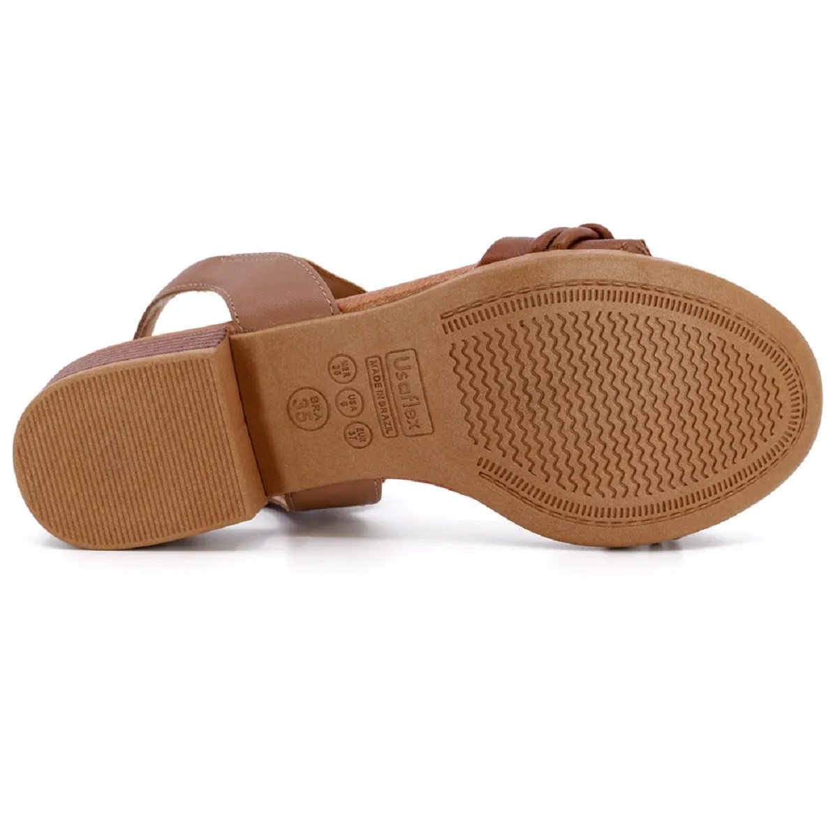 Sandália Usaflex Salto Baixo 3,5cm - Elegância e Conforto Marrom 4