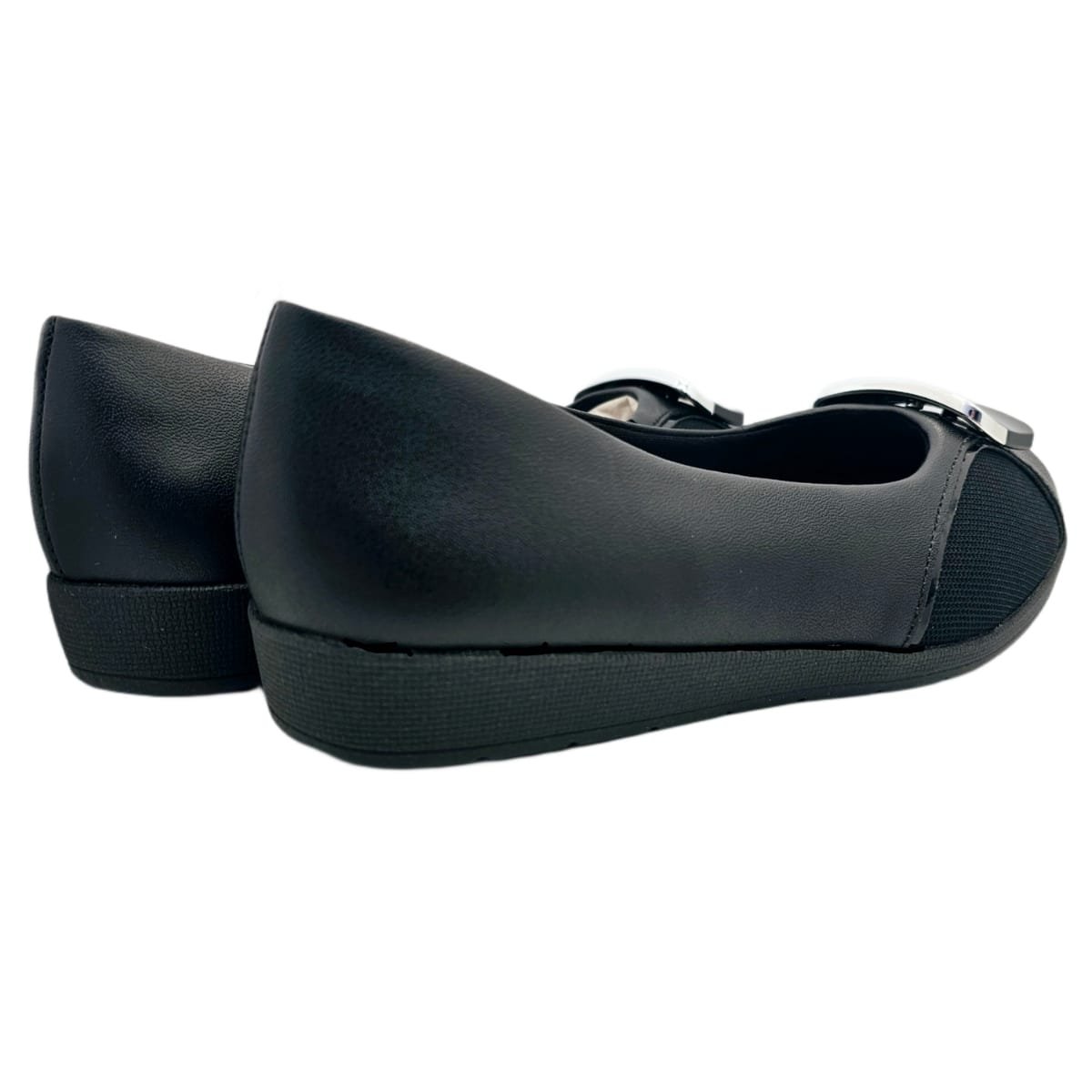 Sapato Usaflex Couro com Tecido na Area do Joanete e Fivela Preto 4