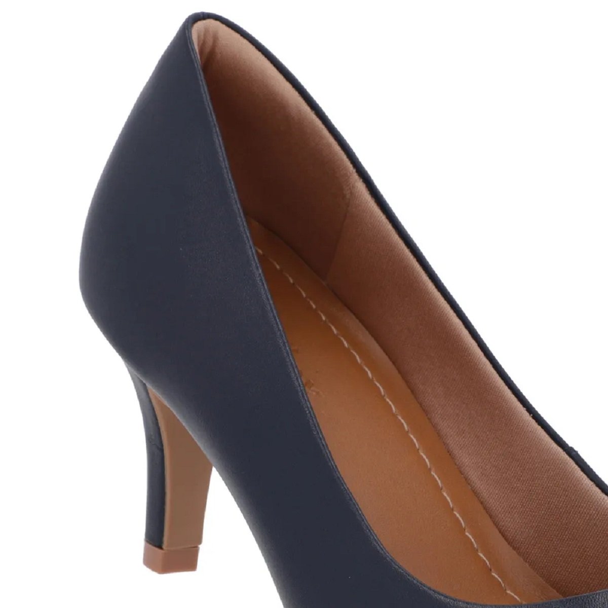 Scarpin Usaflex Bico Fino em Couro Confortável Elegante Marinho 3