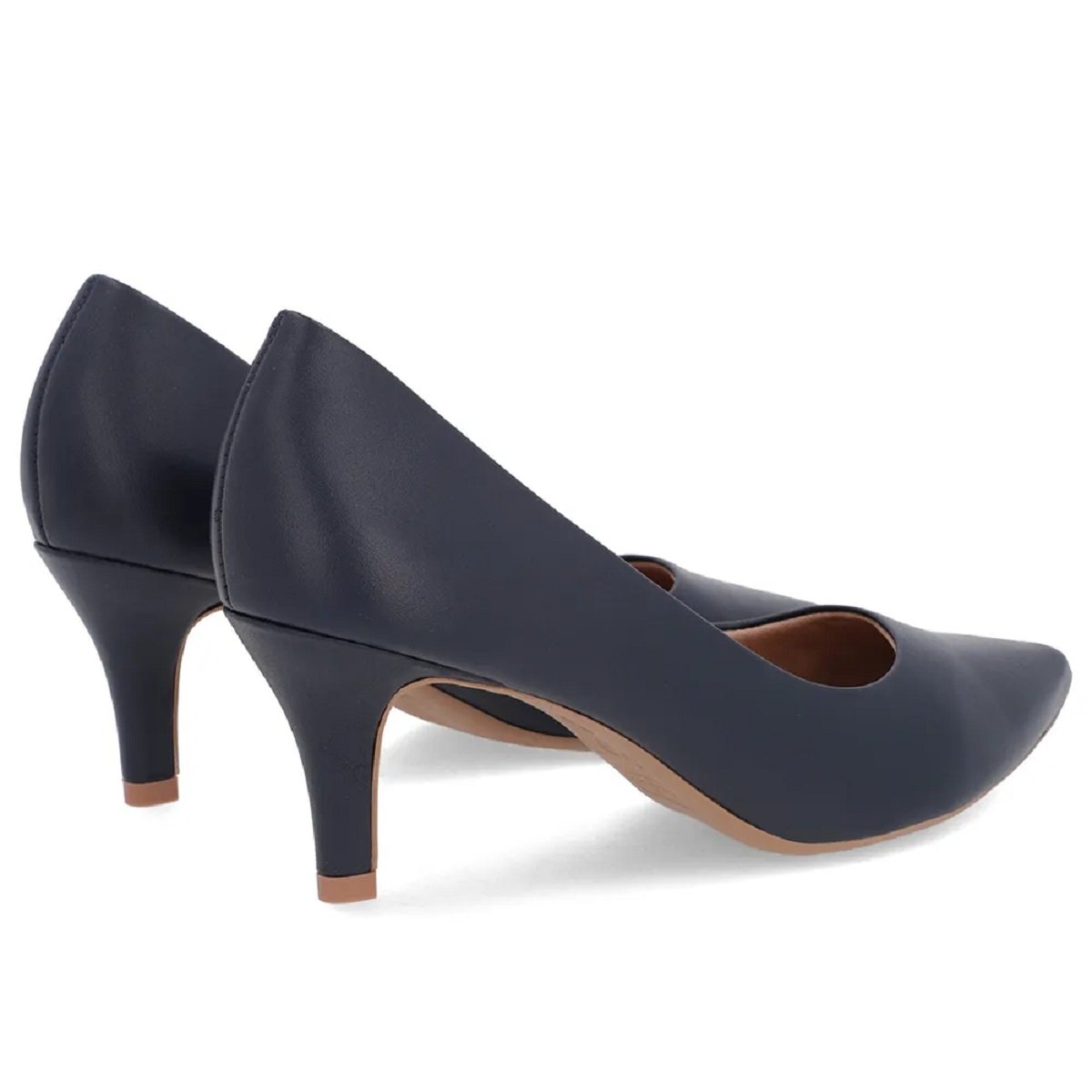Scarpin Usaflex Bico Fino em Couro Confortável Elegante Marinho 4