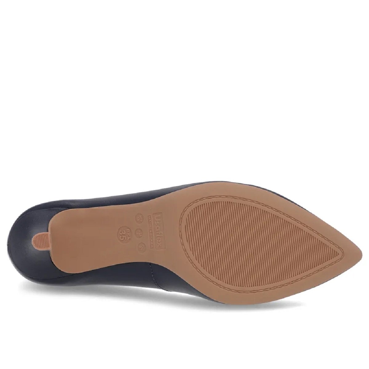 Scarpin Usaflex Bico Fino em Couro Confortável Elegante Marinho 5