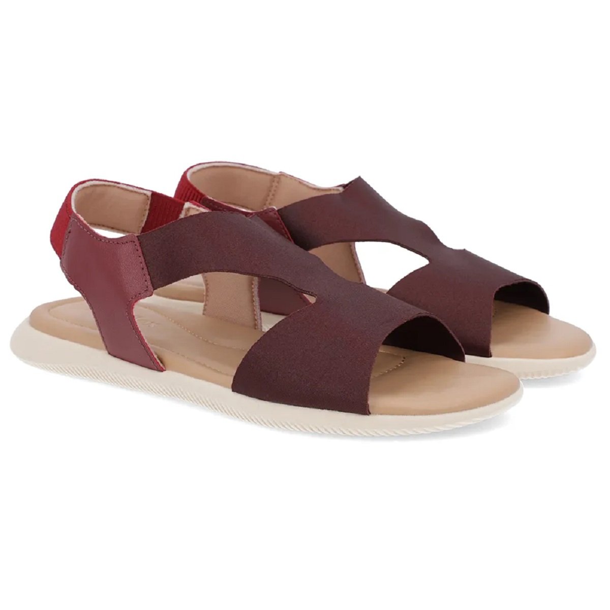 Sandália Usaflex Rasteira Tecido Elastano com Tira Elástica Vinho 3