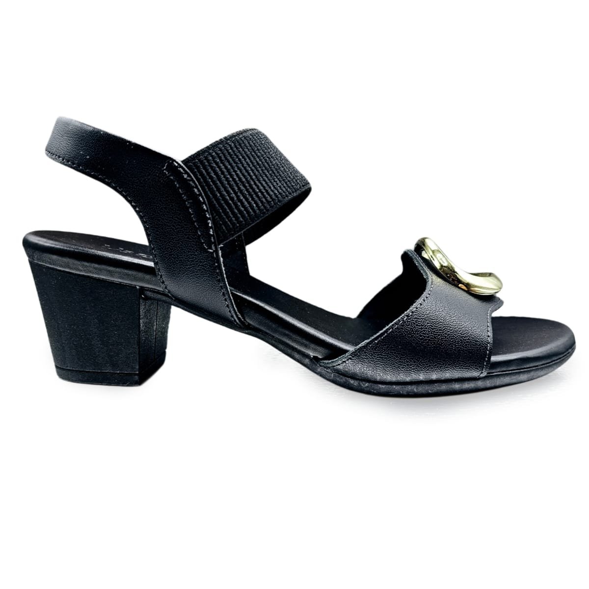 Sandália Usaflex Salto Bloco Médio com Ajuste Elástico