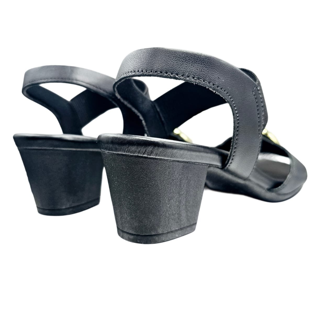 Sandália Usaflex Salto Bloco Médio com Ajuste Elástico Preto 3