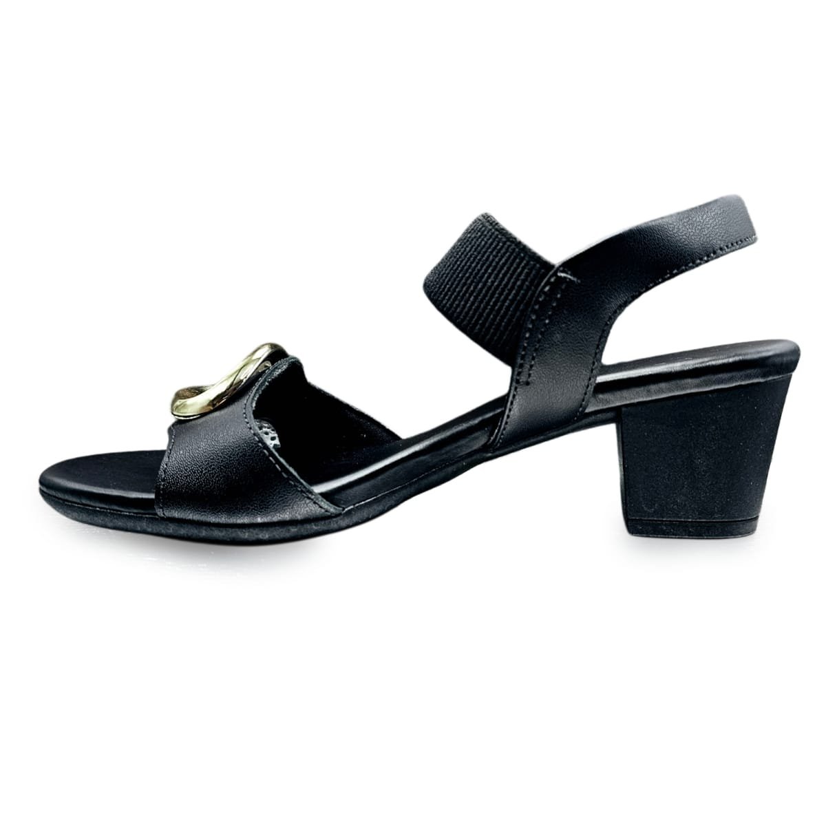 Sandália Usaflex Salto Bloco Médio com Ajuste Elástico Preto 4