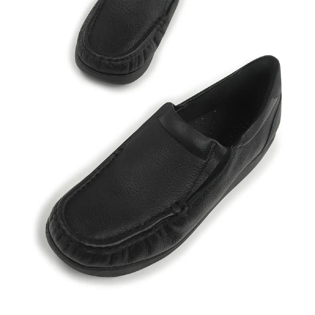 Sapato Usaflex Mocassim Anabela em Couro Relax Uniforme Preto 5
