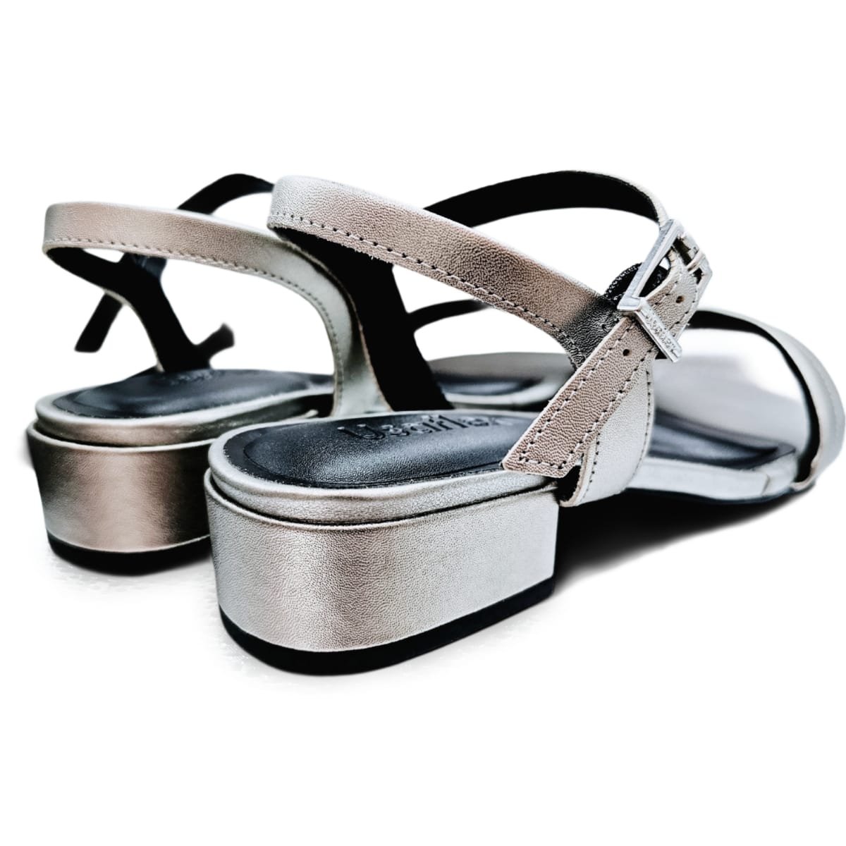 Sandália Usaflex Feminina Couro Salto Bloco 3cm Conforto Aço 3